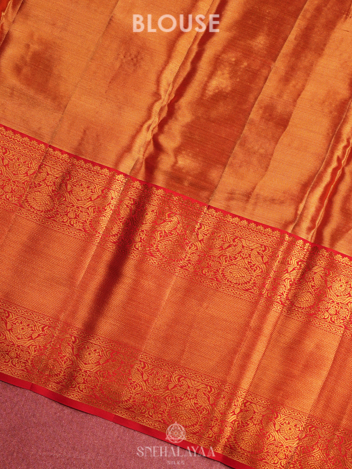 Rust Orange Tissue Kanjivaram Silk Saree