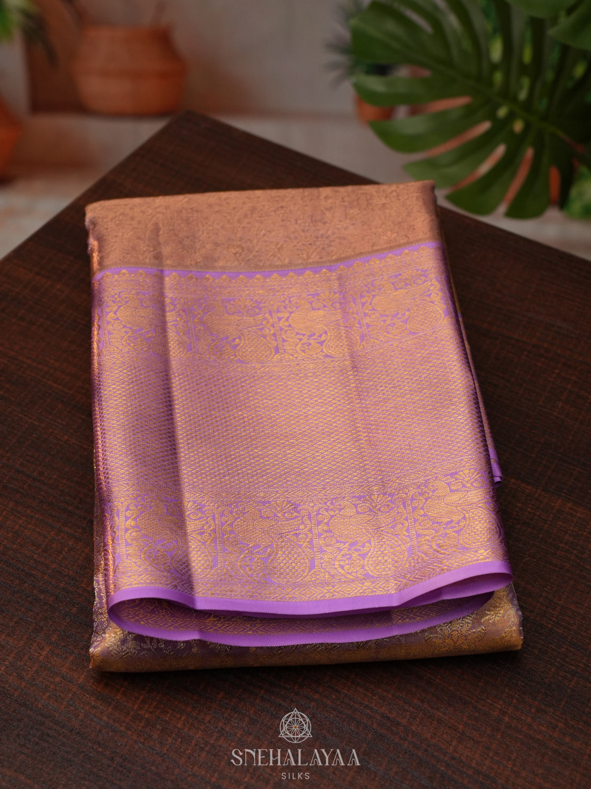 Rose Pink Tissue Kanjivaram Silk Saree