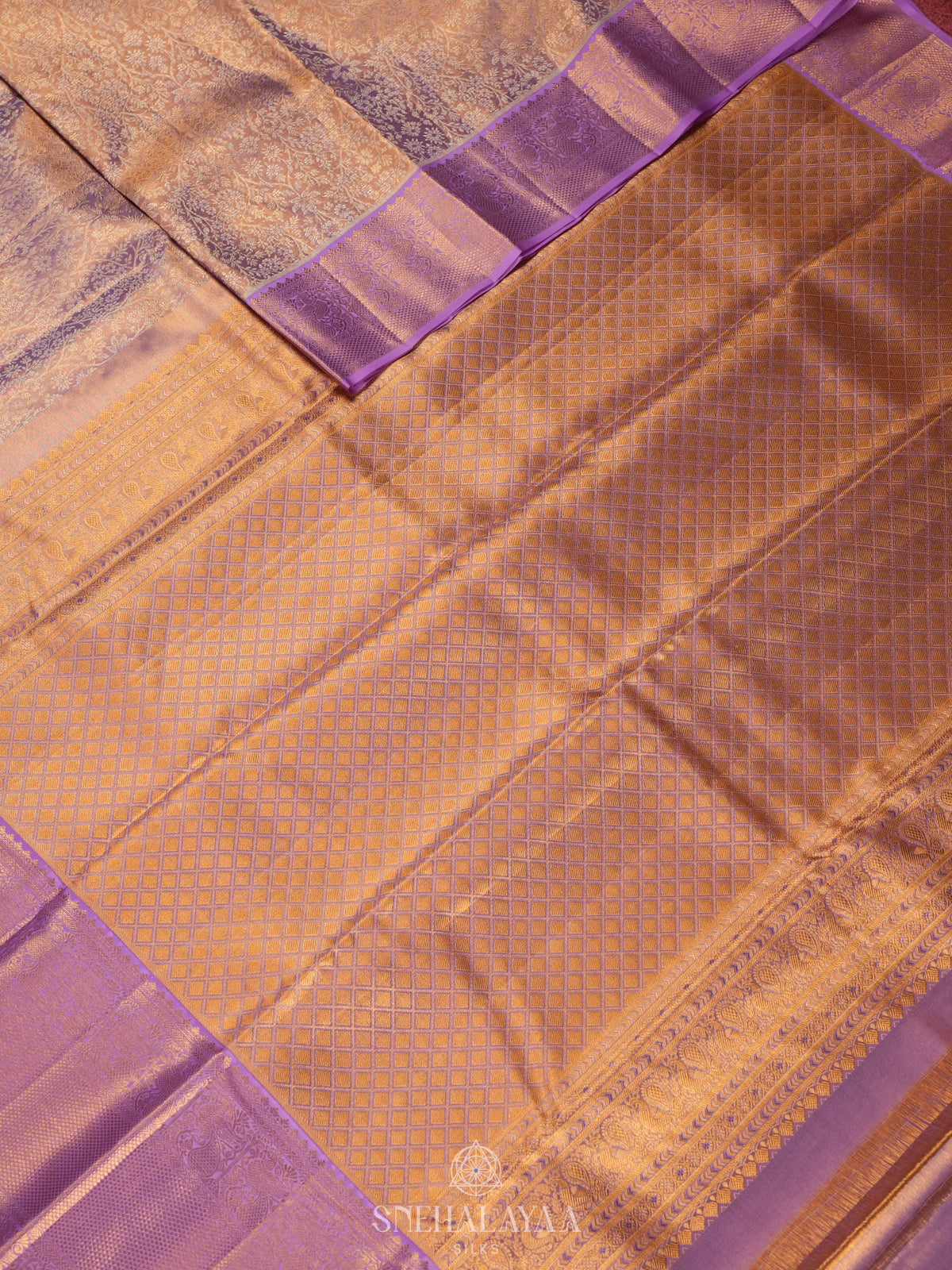 Rose Pink Tissue Kanjivaram Silk Saree