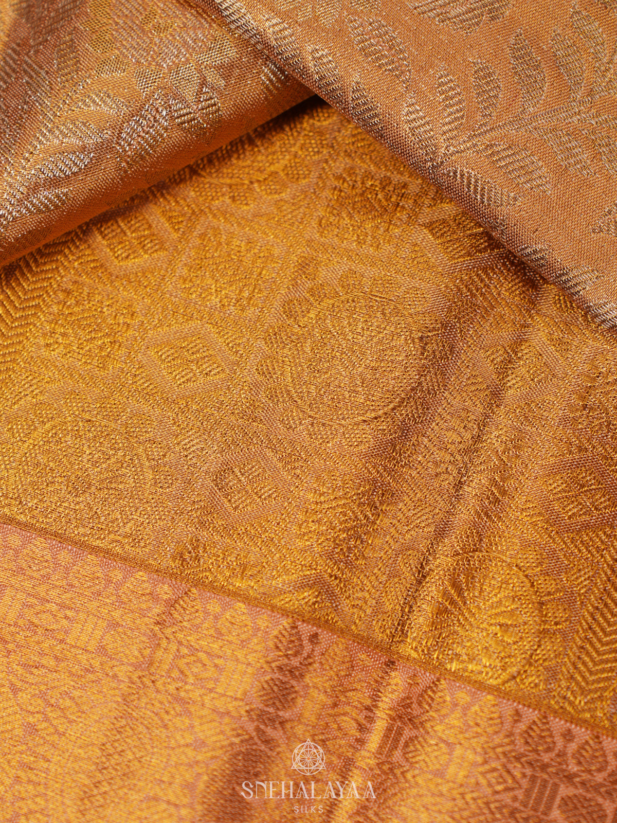 Golden Yellow Tissue Kanjivaram Silk Saree
