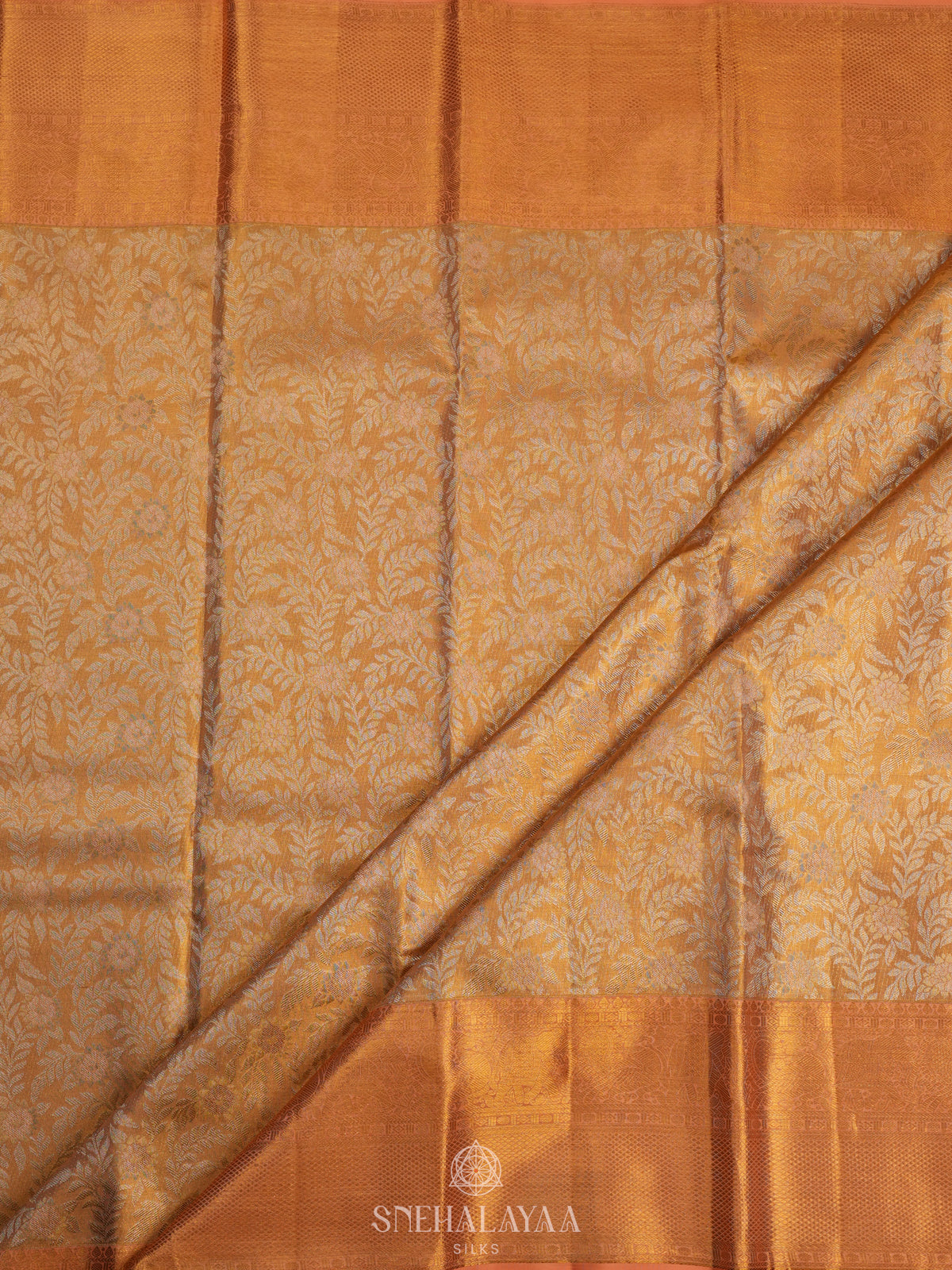 Golden Yellow Tissue Kanjivaram Silk Saree