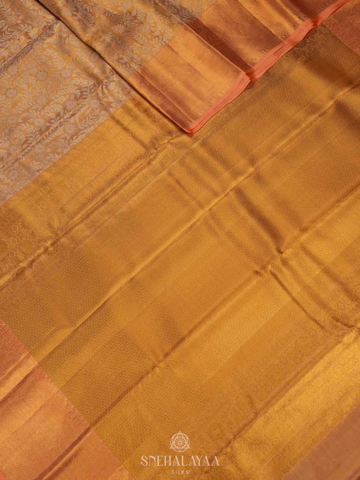 Golden Yellow Tissue Kanjivaram Silk Saree
