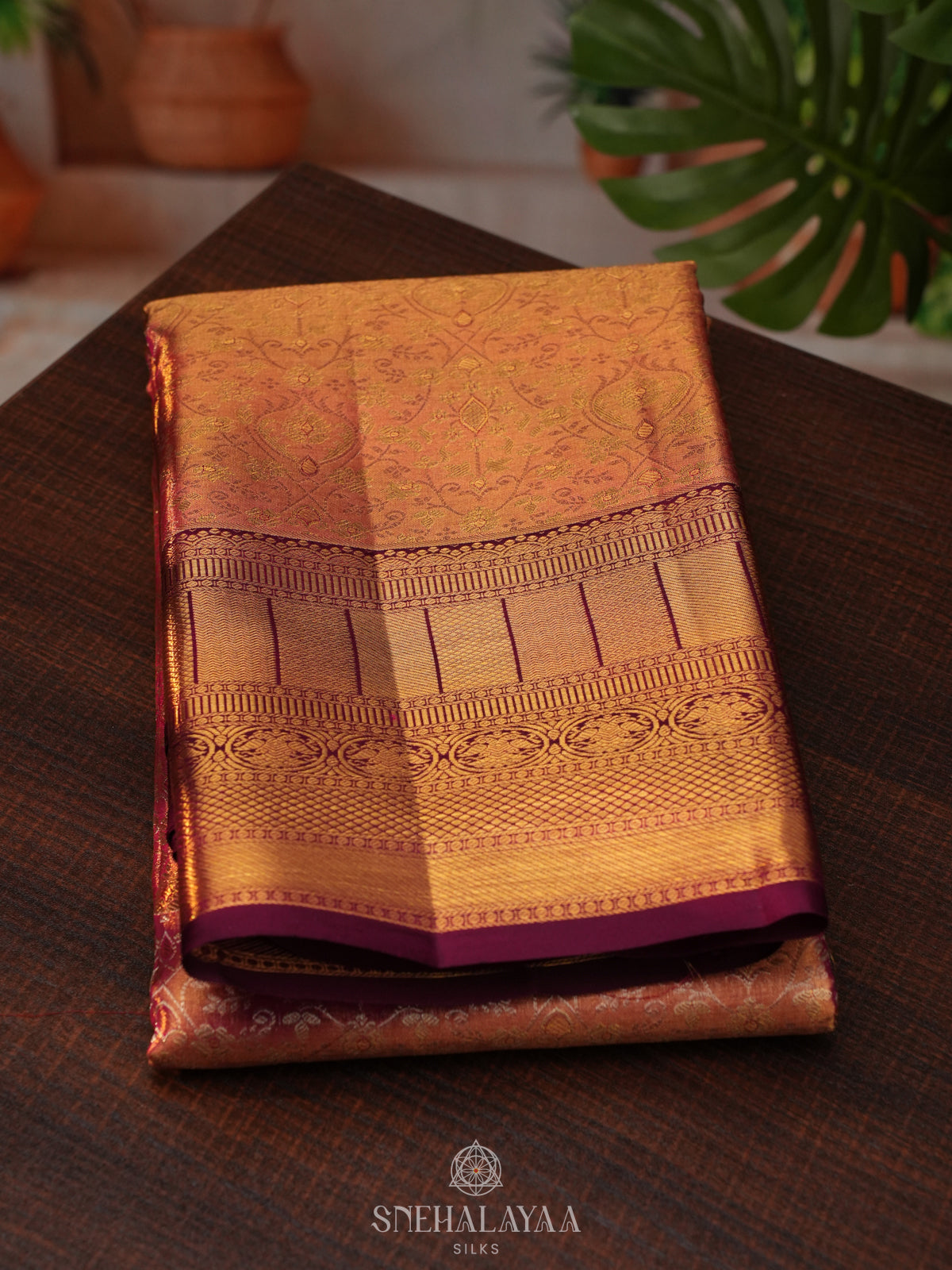 Orange Tissue Kanjivaram Silk Saree