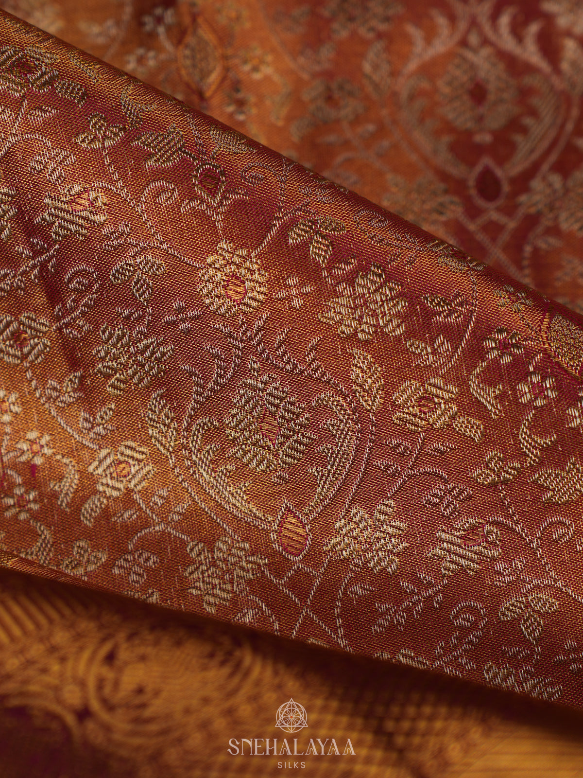 Orange Tissue Kanjivaram Silk Saree