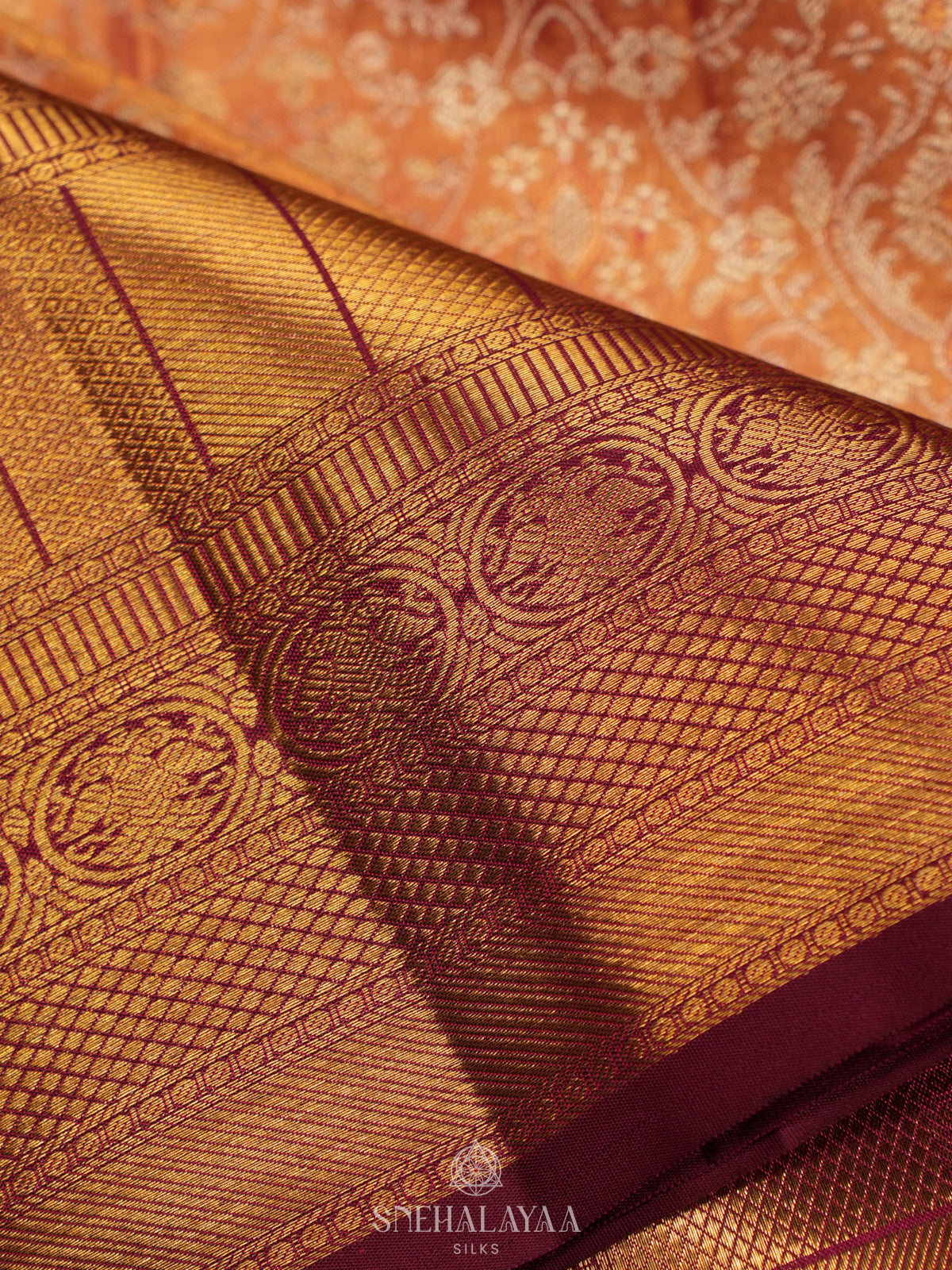 Orange Tissue Kanjivaram Silk Saree