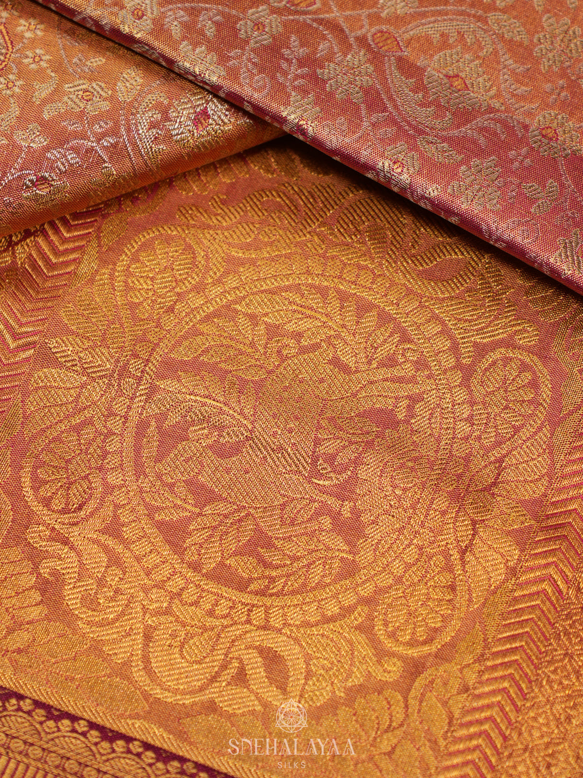 Orange Tissue Kanjivaram Silk Saree
