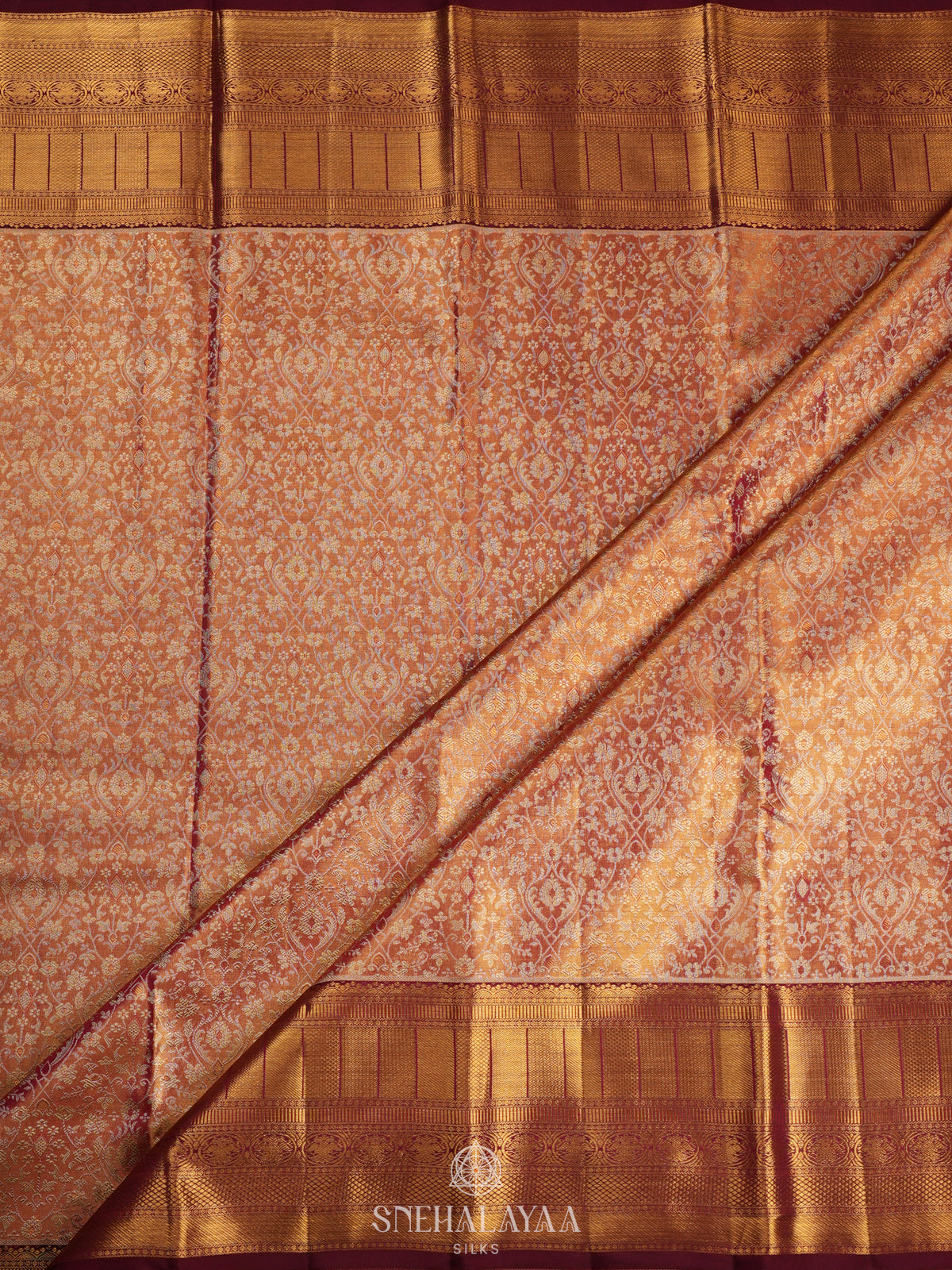 Orange Tissue Kanjivaram Silk Saree
