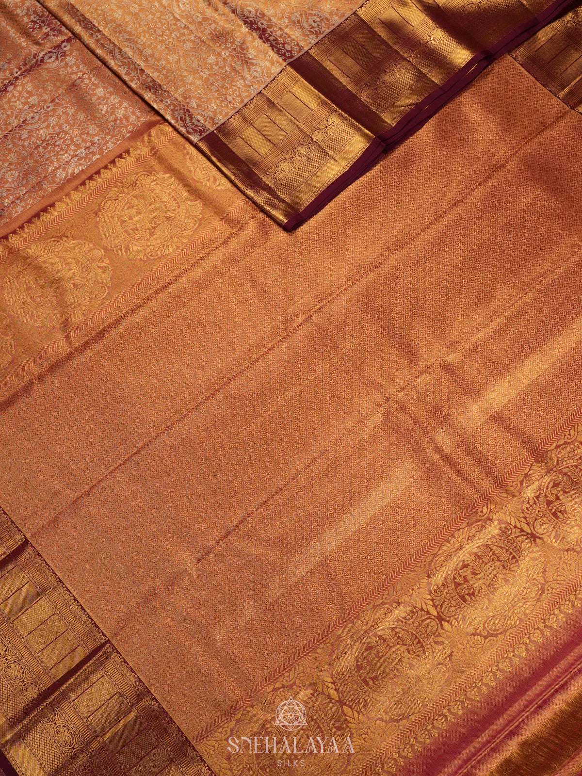 Orange Tissue Kanjivaram Silk Saree