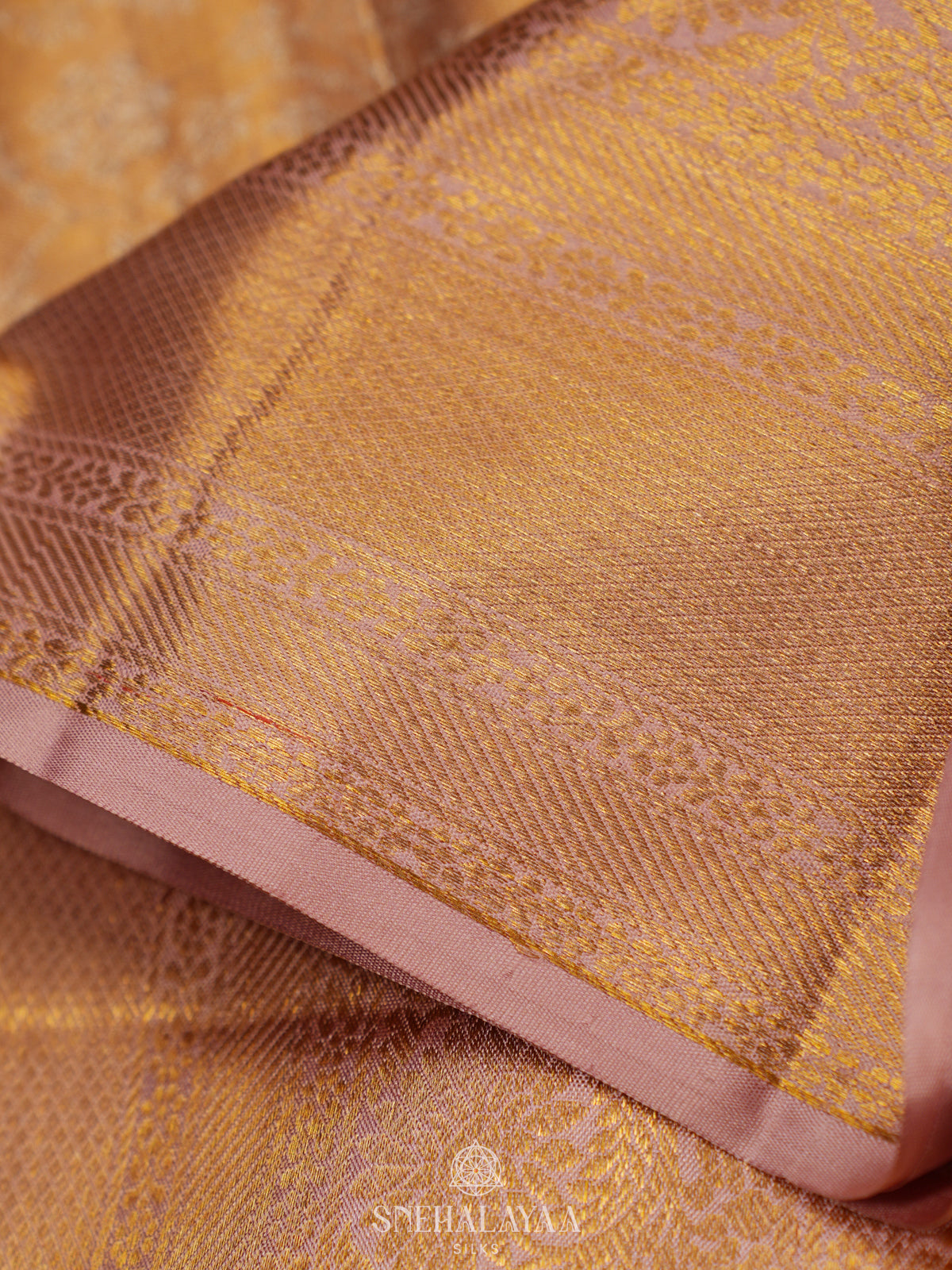 Golden Yellow Tissue Kanjivaram Silk Saree