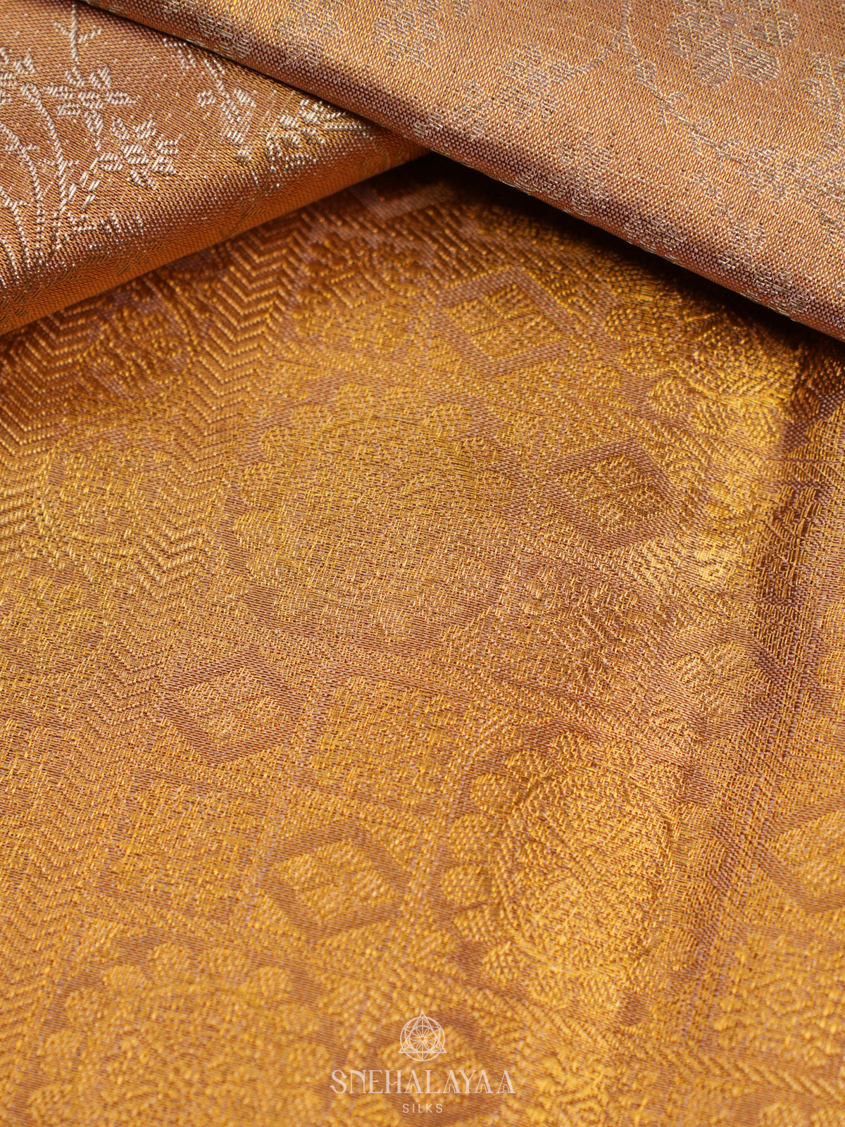 Golden Yellow Tissue Kanjivaram Silk Saree