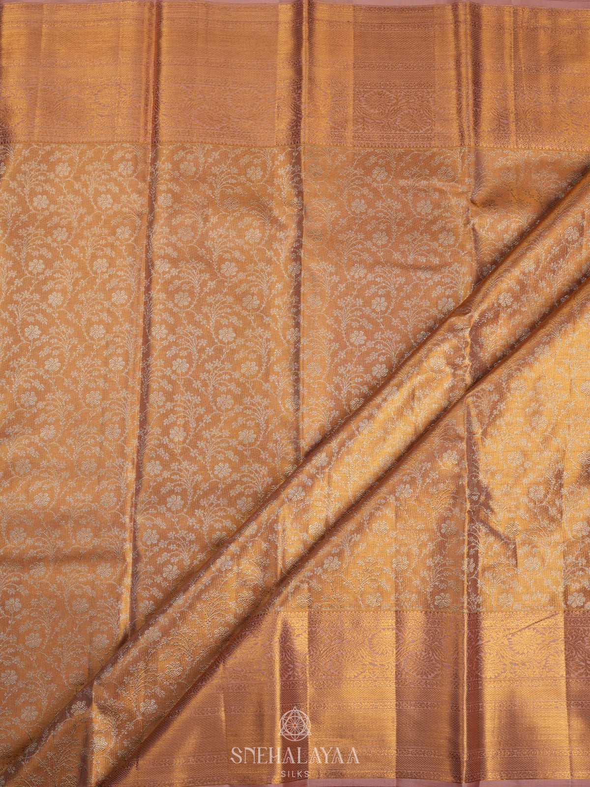 Golden Yellow Tissue Kanjivaram Silk Saree