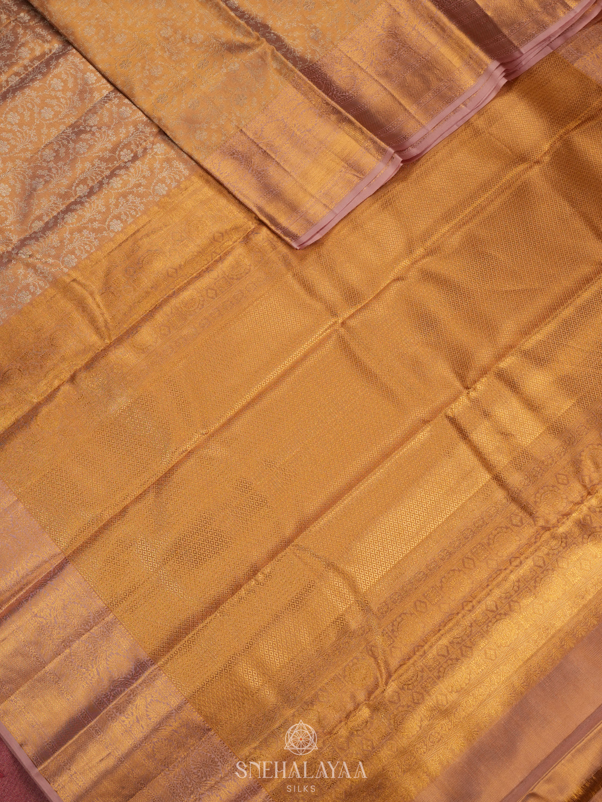 Golden Yellow Tissue Kanjivaram Silk Saree