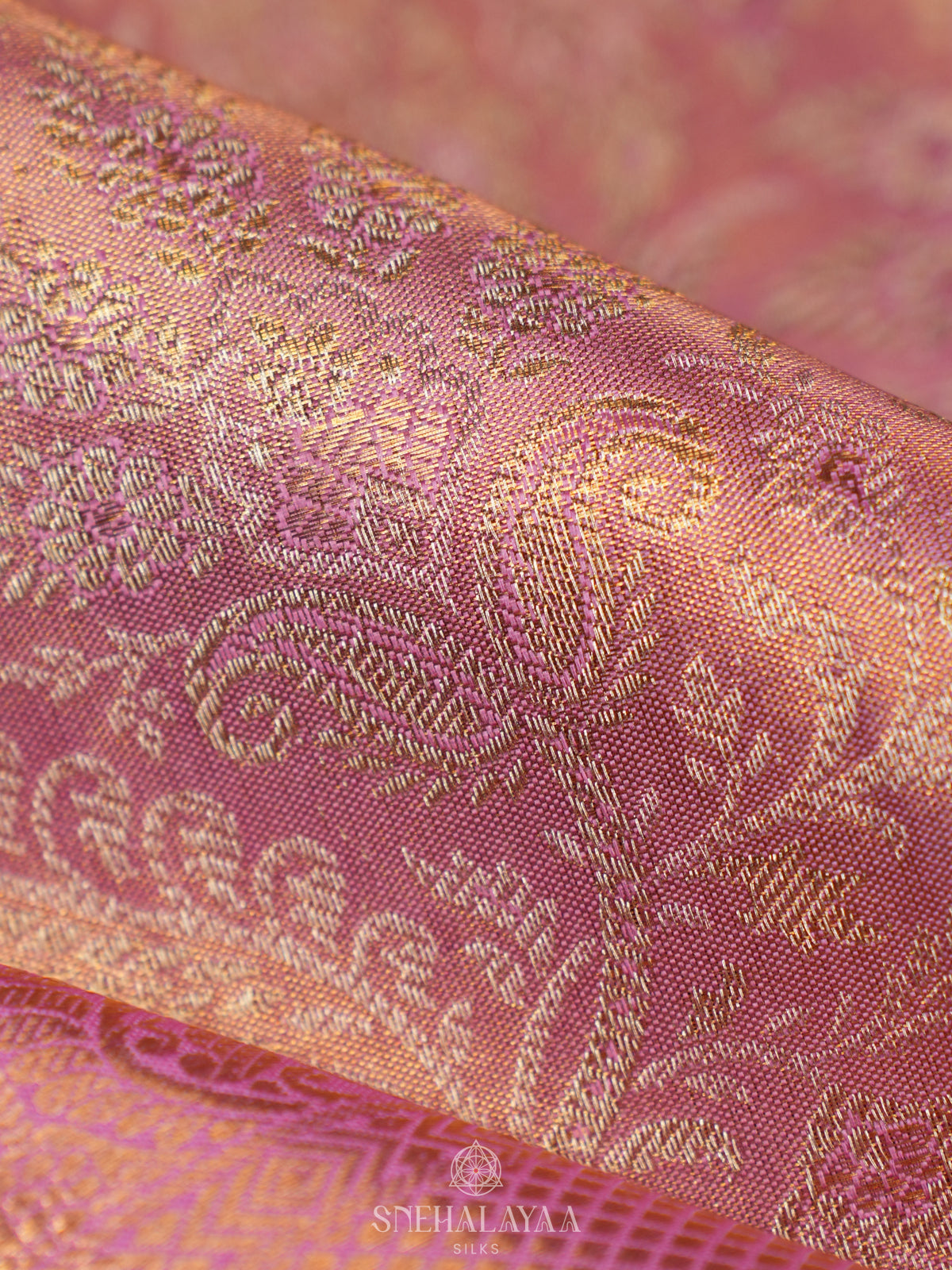 Rose Pink Tissue Kanjivaram Silk Saree