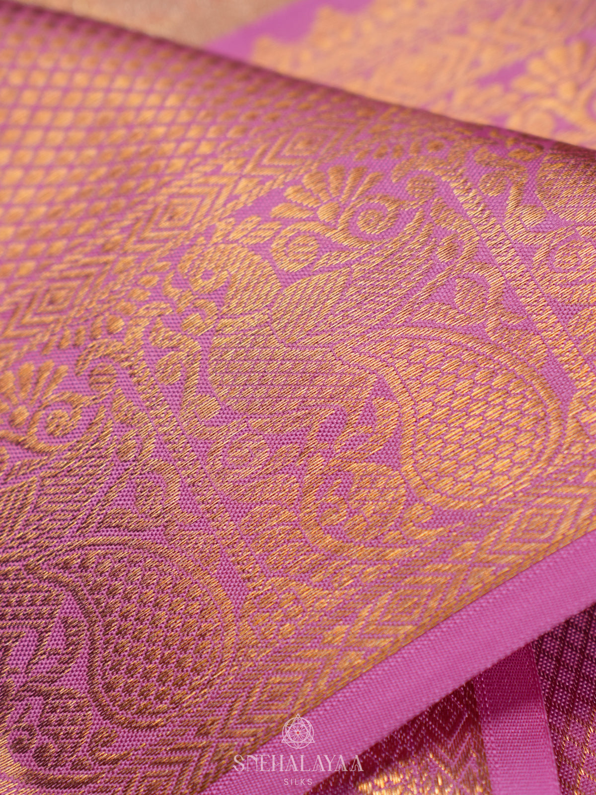 Rose Pink Tissue Kanjivaram Silk Saree