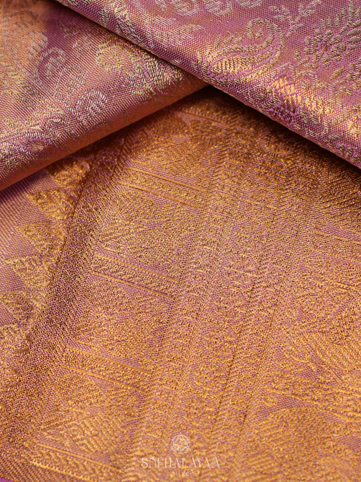 Rose Pink Tissue Kanjivaram Silk Saree