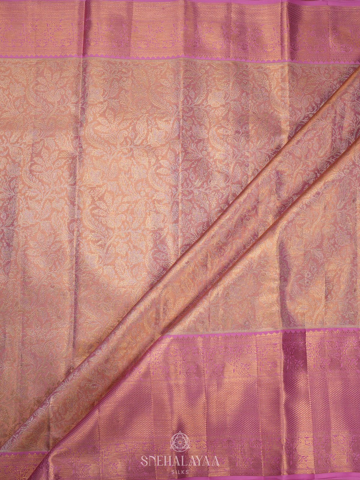 Rose Pink Tissue Kanjivaram Silk Saree