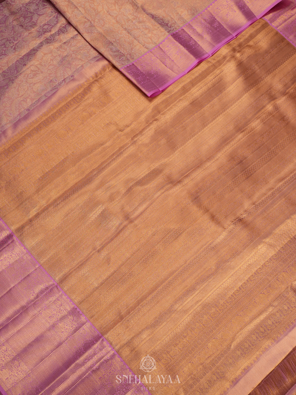 Rose Pink Tissue Kanjivaram Silk Saree