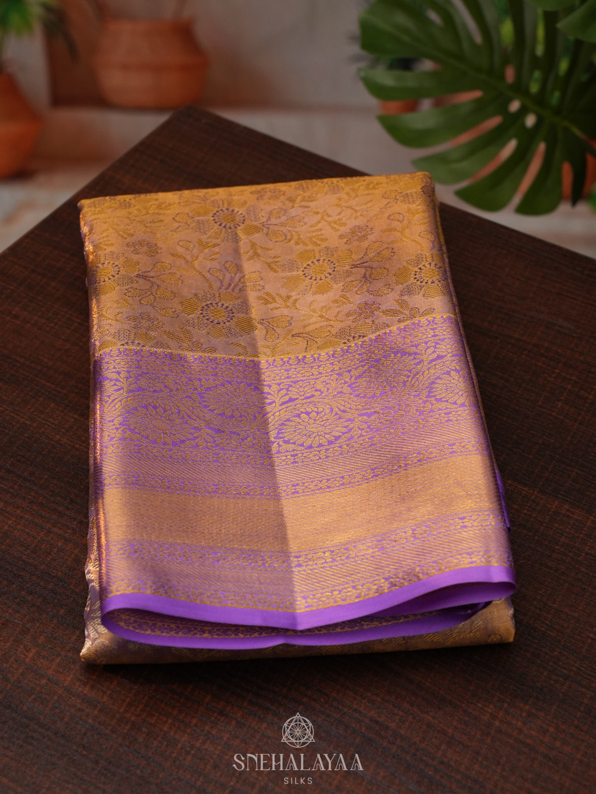 Rose Pink Tissue Kanjivaram Silk Saree