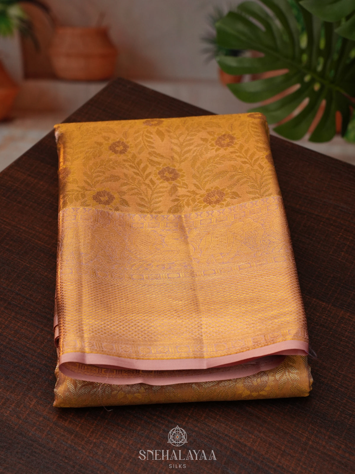 Orange Tissue Kanjivaram Silk Saree