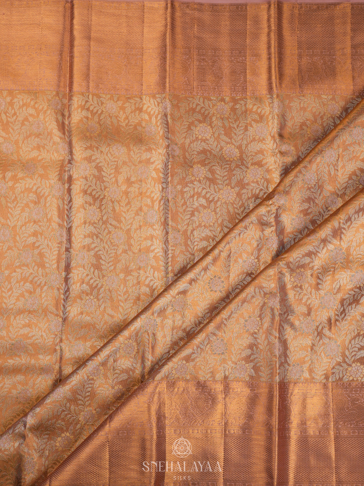 Orange Tissue Kanjivaram Silk Saree