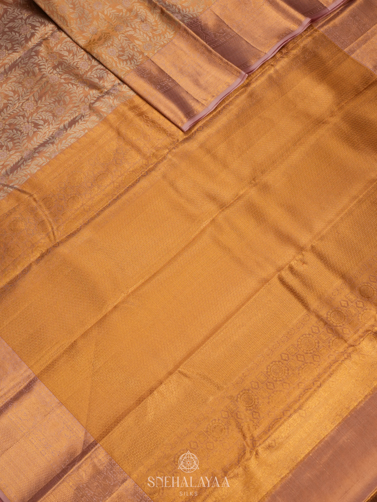 Orange Tissue Kanjivaram Silk Saree