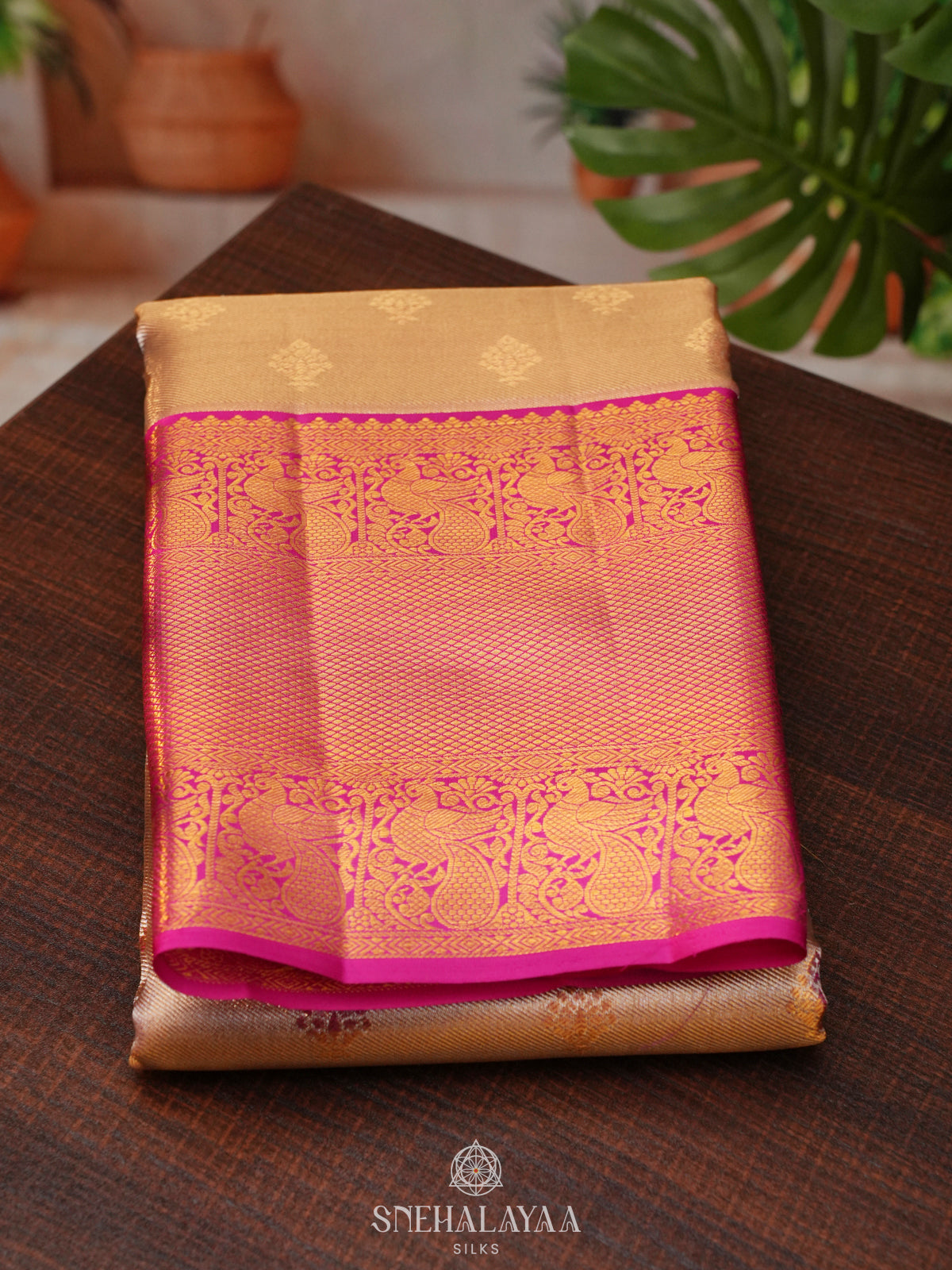 Beige Tissue Kanjivaram Silk Saree