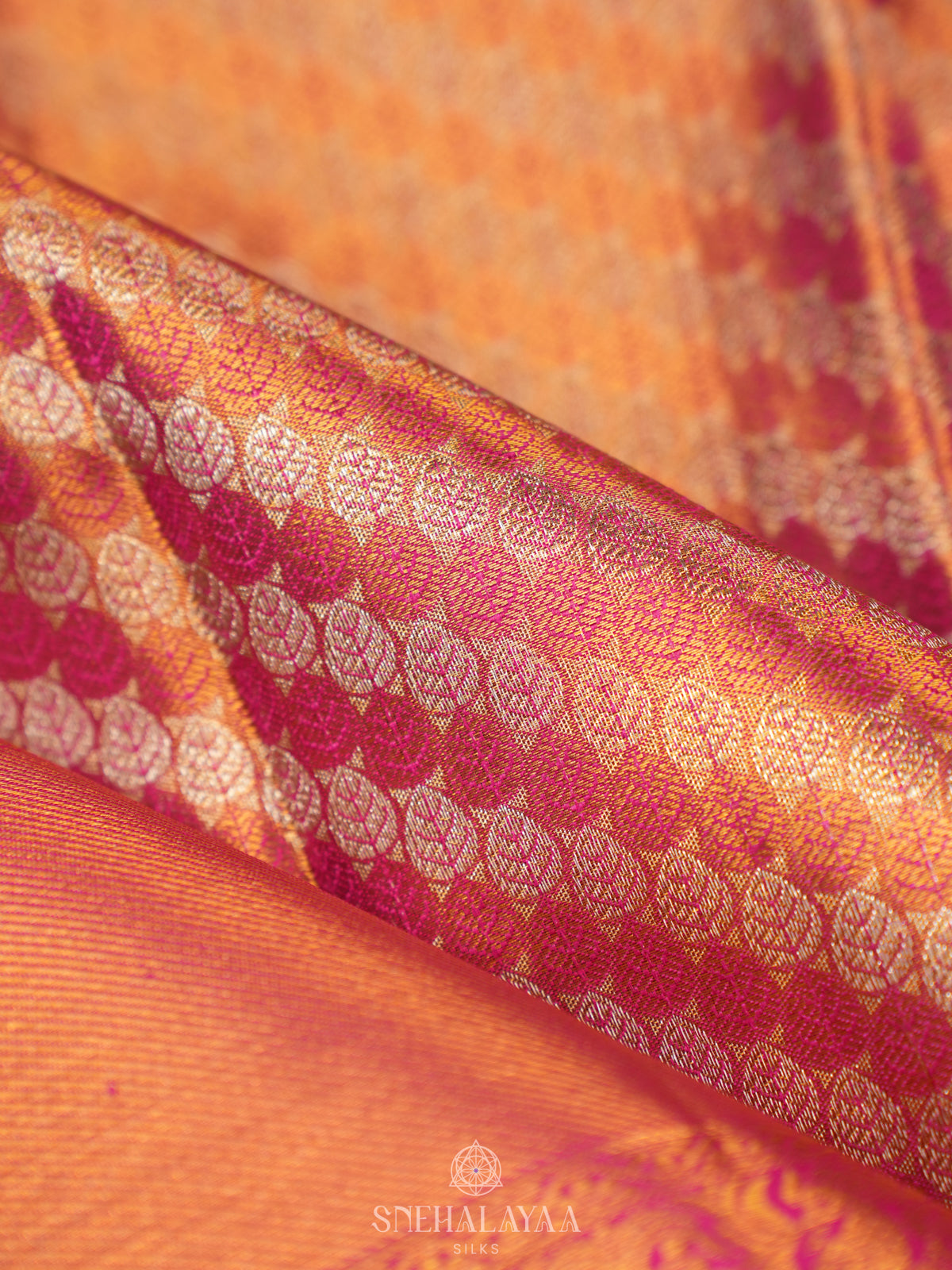 Rust Orange Tissue Kanjivaram Silk Saree