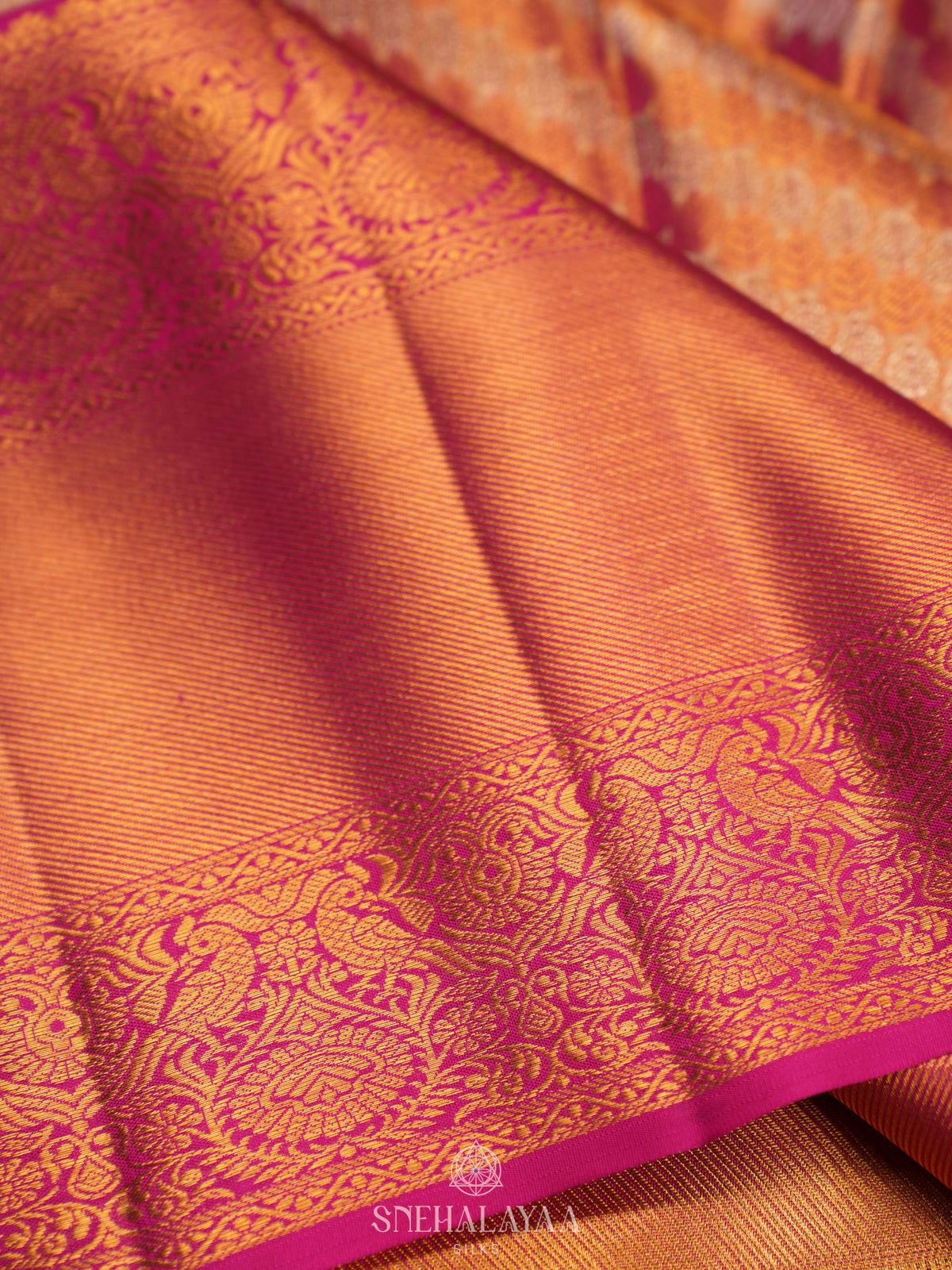 Rust Orange Tissue Kanjivaram Silk Saree