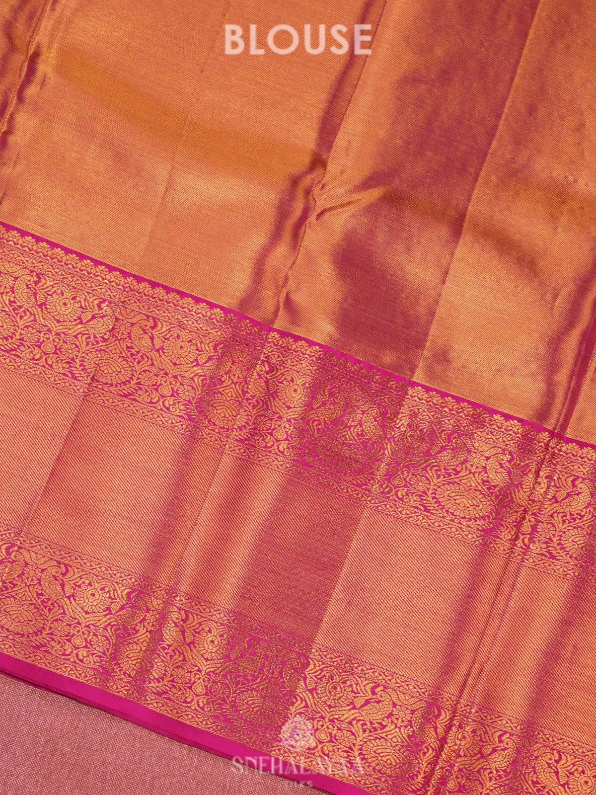 Rust Orange Tissue Kanjivaram Silk Saree
