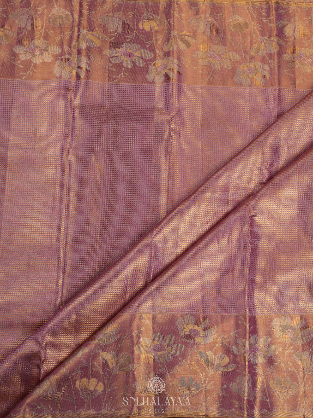 Rose Pink Tissue Kanjivaram Silk Saree