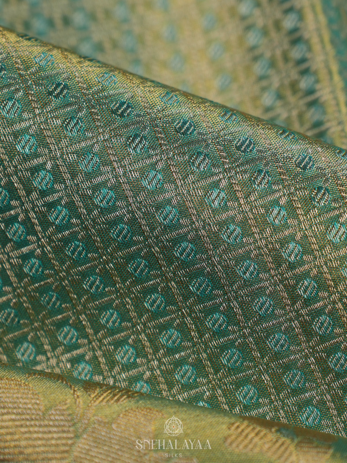 Teal Green Tissue Kanjivaram Silk Saree