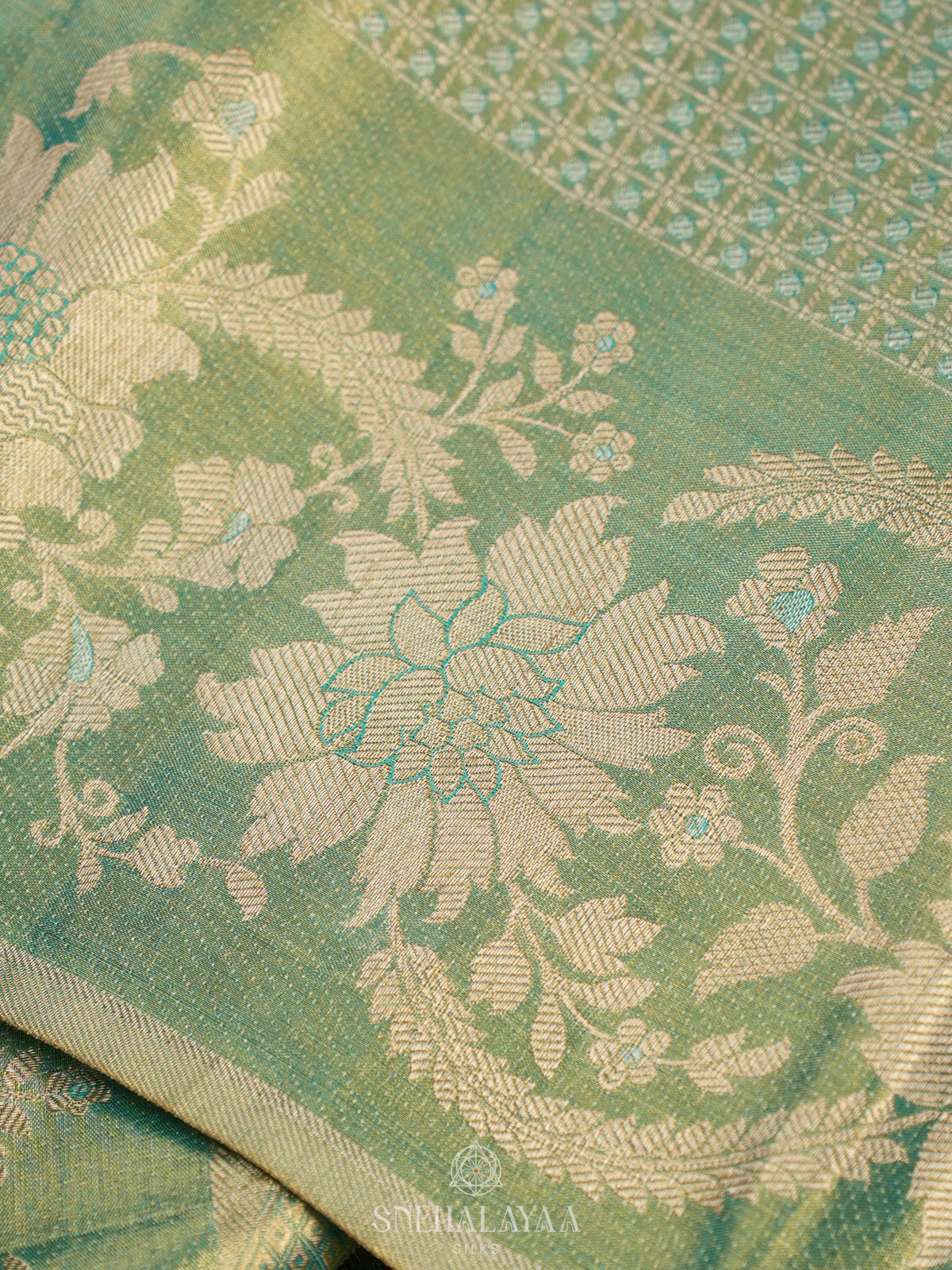 Teal Green Tissue Kanjivaram Silk Saree
