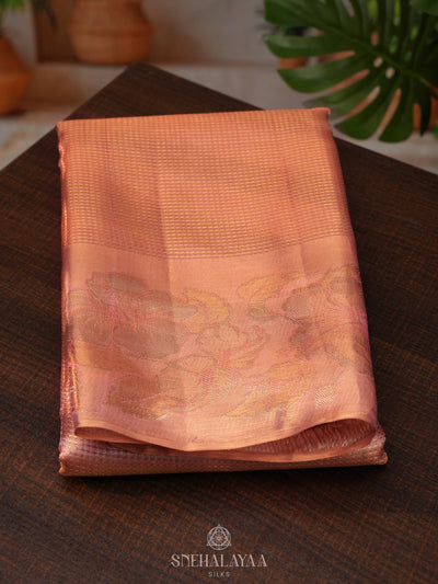 Rose Pink Tissue Kanjivaram Silk Saree