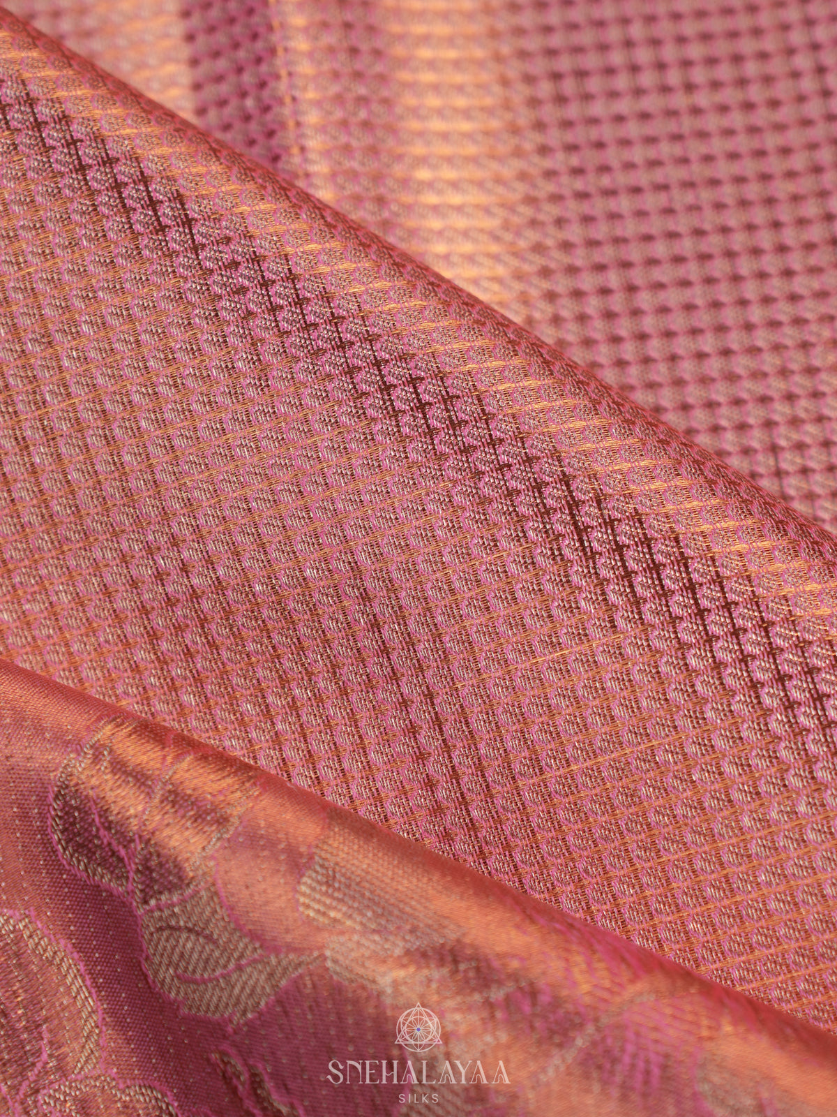 Rose Pink Tissue Kanjivaram Silk Saree