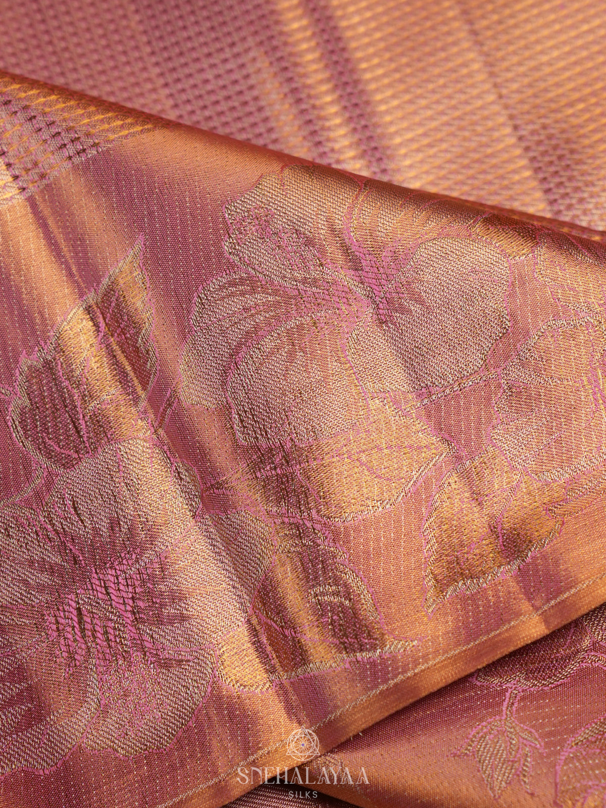 Rose Pink Tissue Kanjivaram Silk Saree