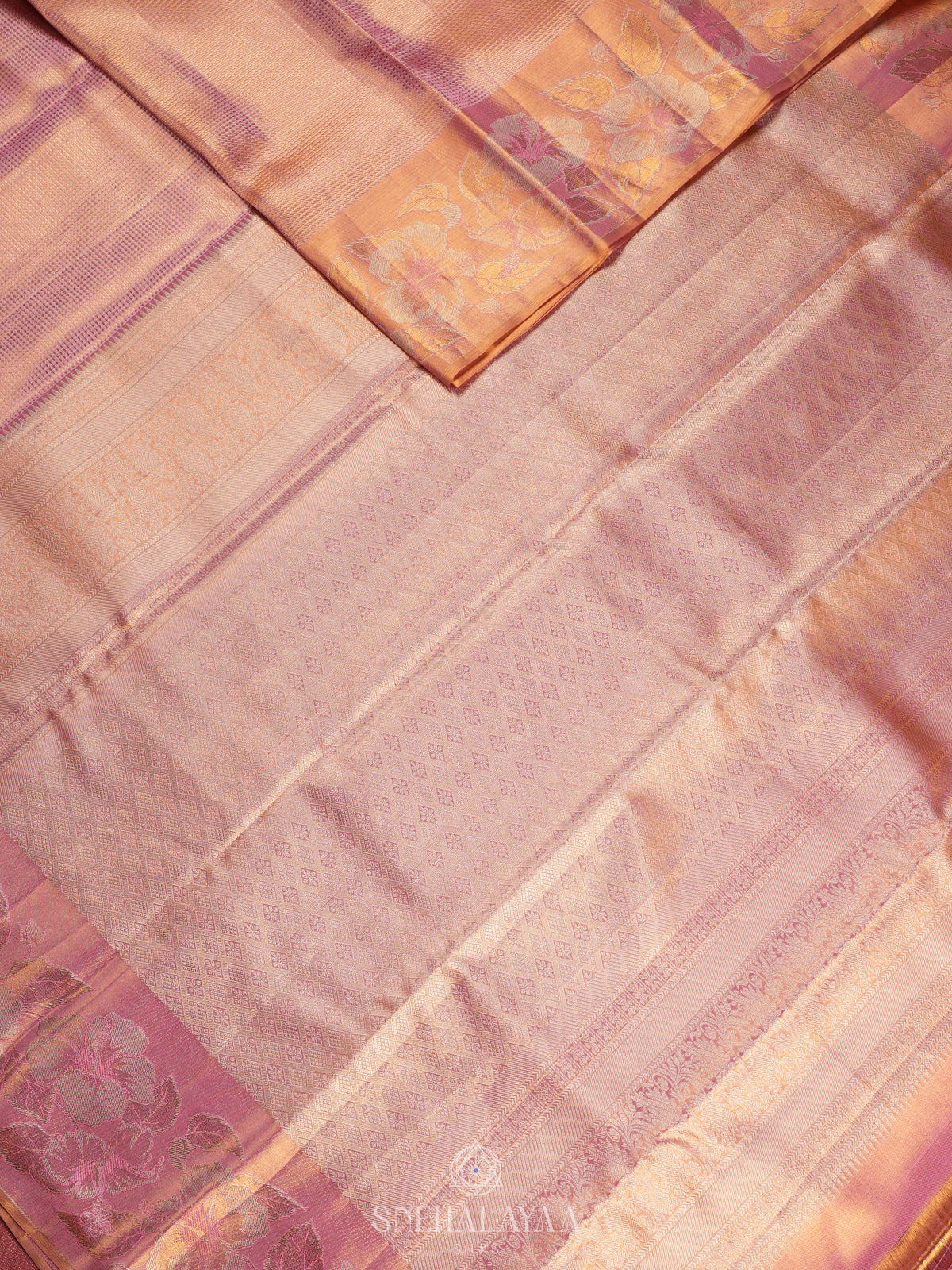 Rose Pink Tissue Kanjivaram Silk Saree