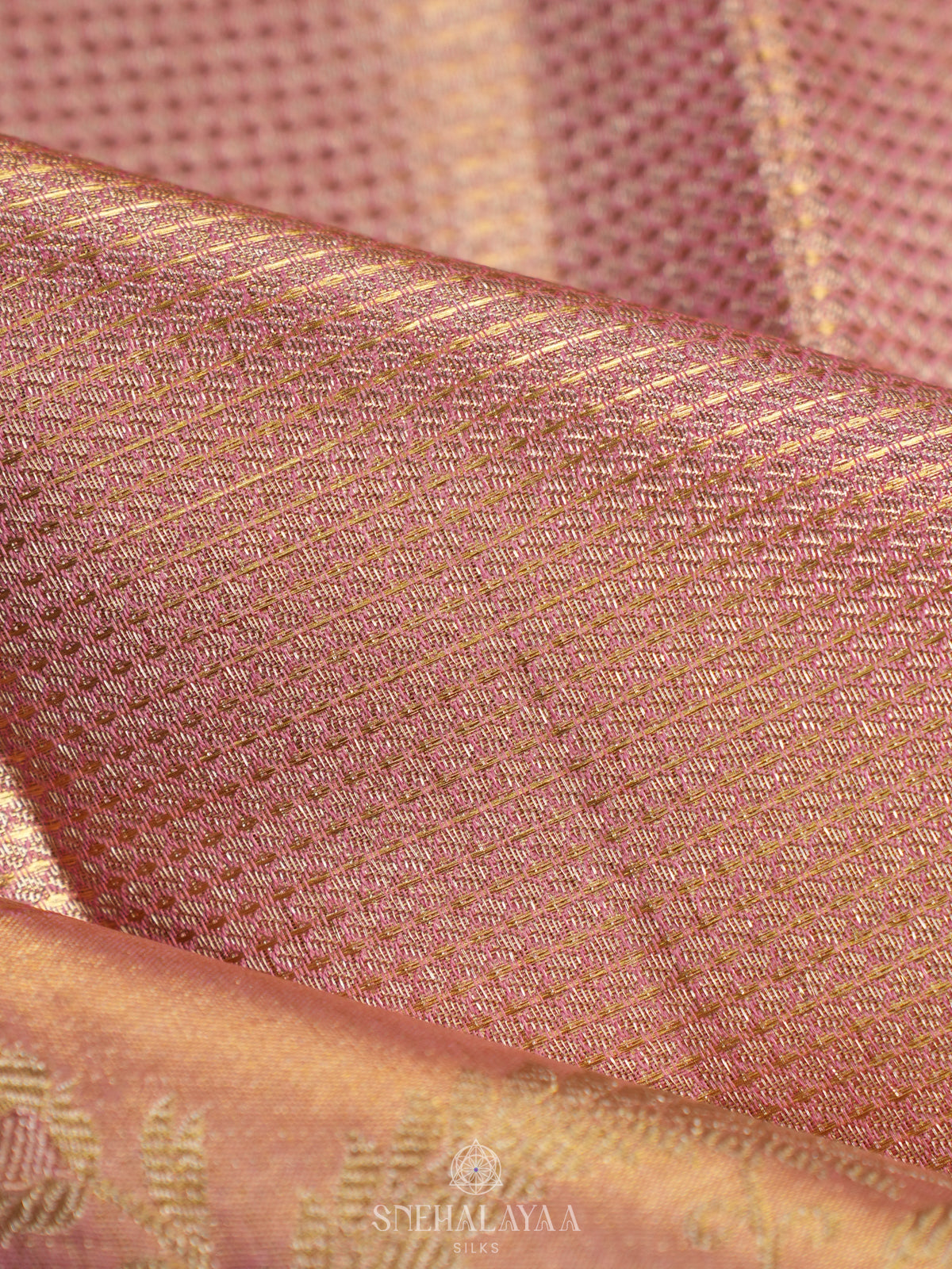 Rose Pink Tissue Kanjivaram Silk Saree