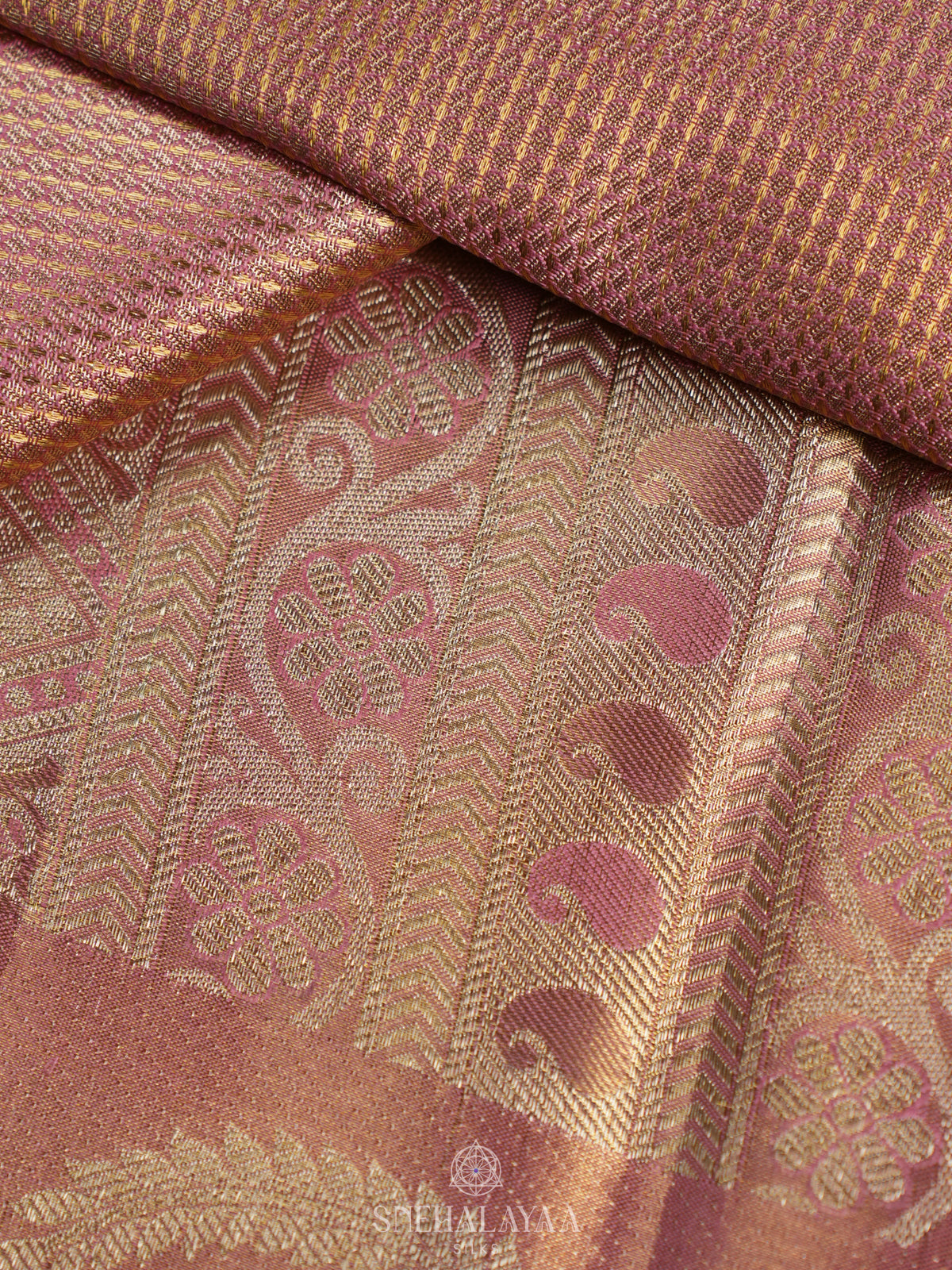 Rose Pink Tissue Kanjivaram Silk Saree
