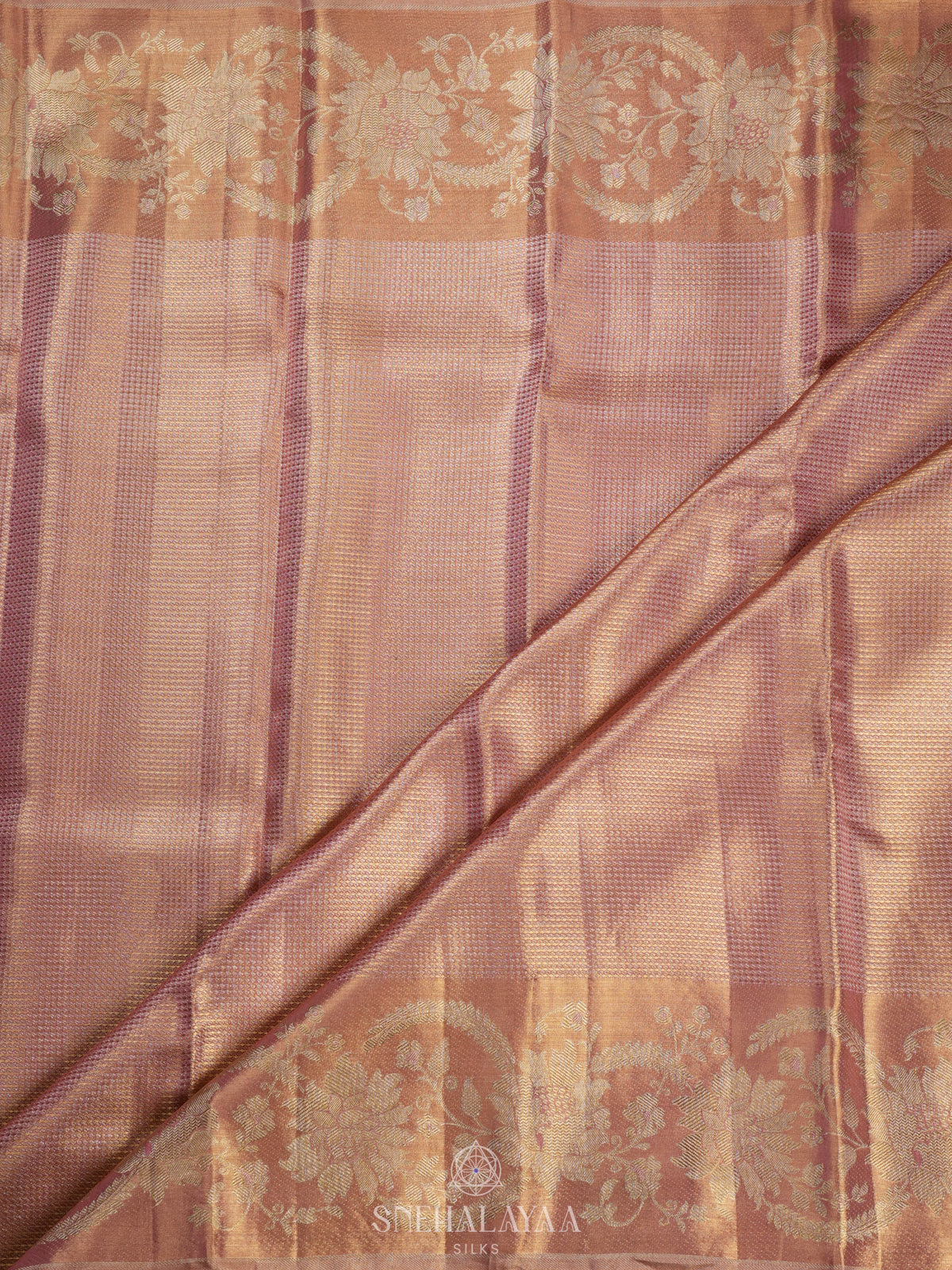 Rose Pink Tissue Kanjivaram Silk Saree