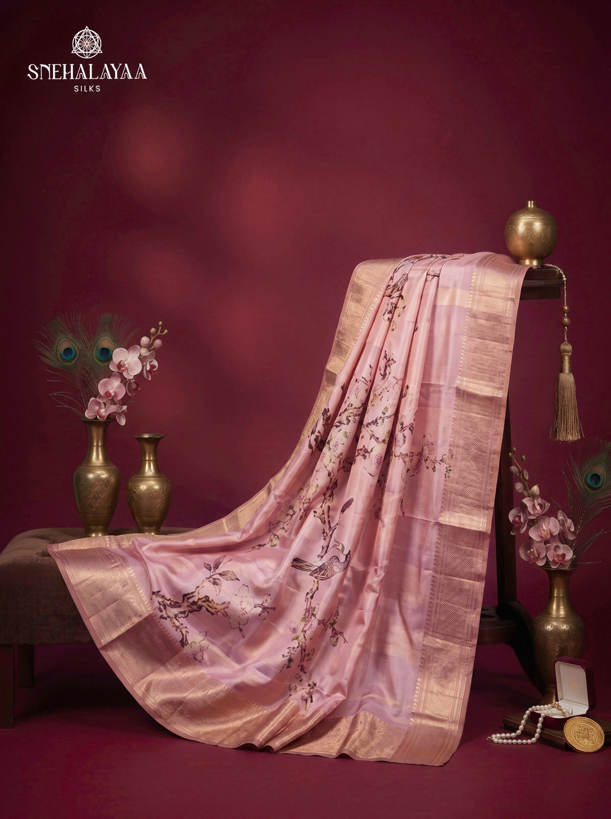 Rose Pink Kanjivaram Silk Saree