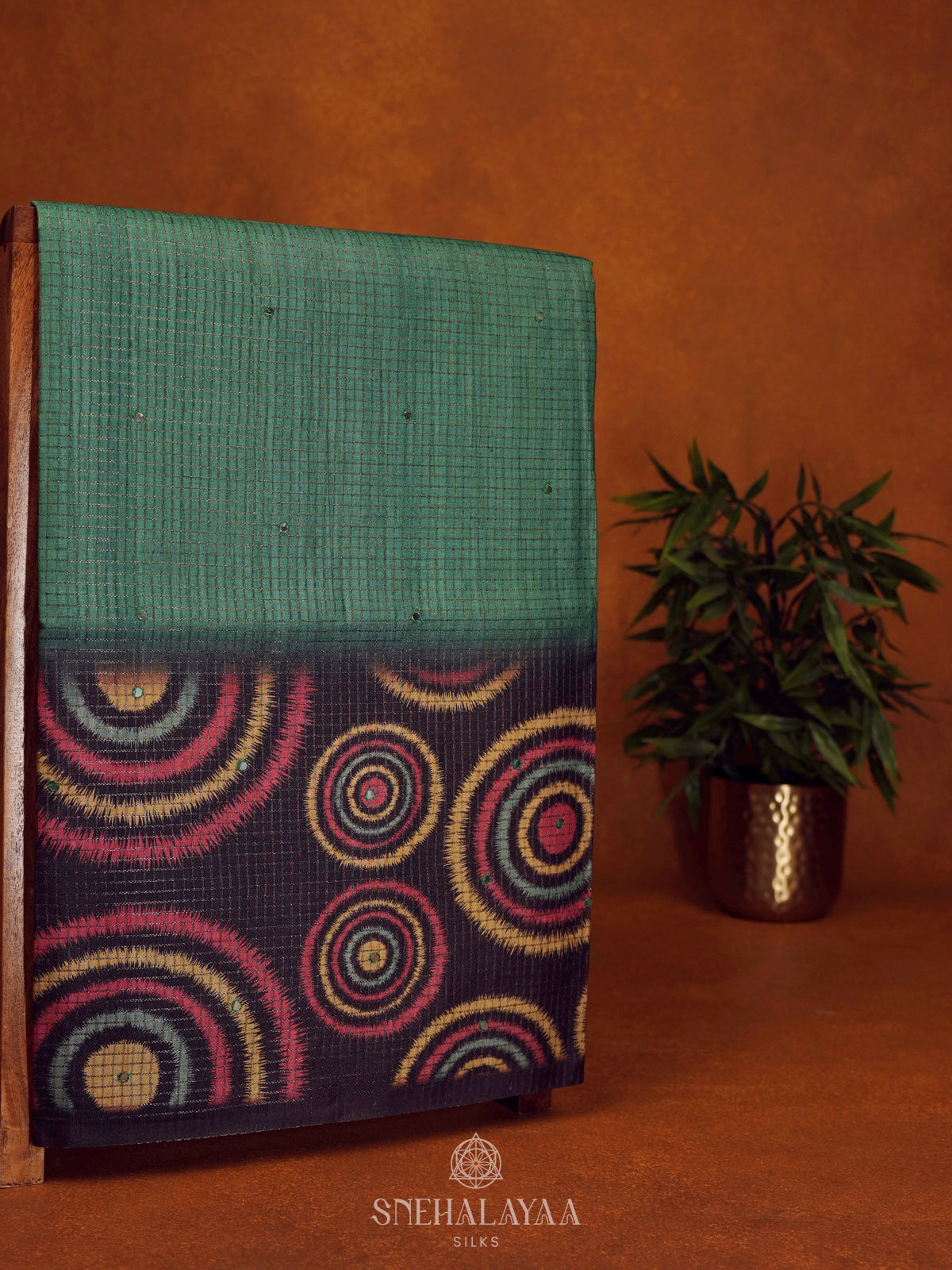 Teal Green Tussar Saree