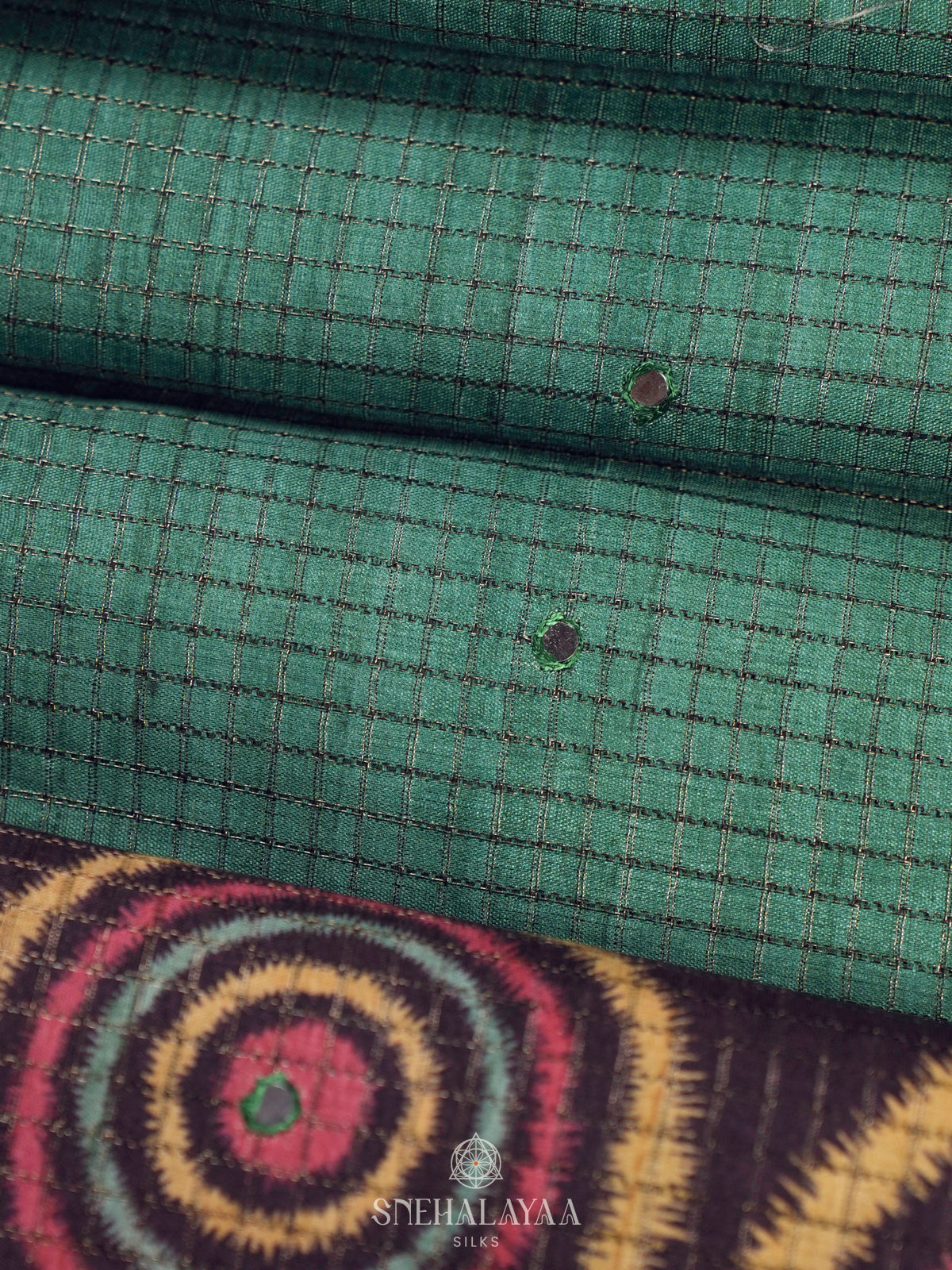 Teal Green Tussar Saree