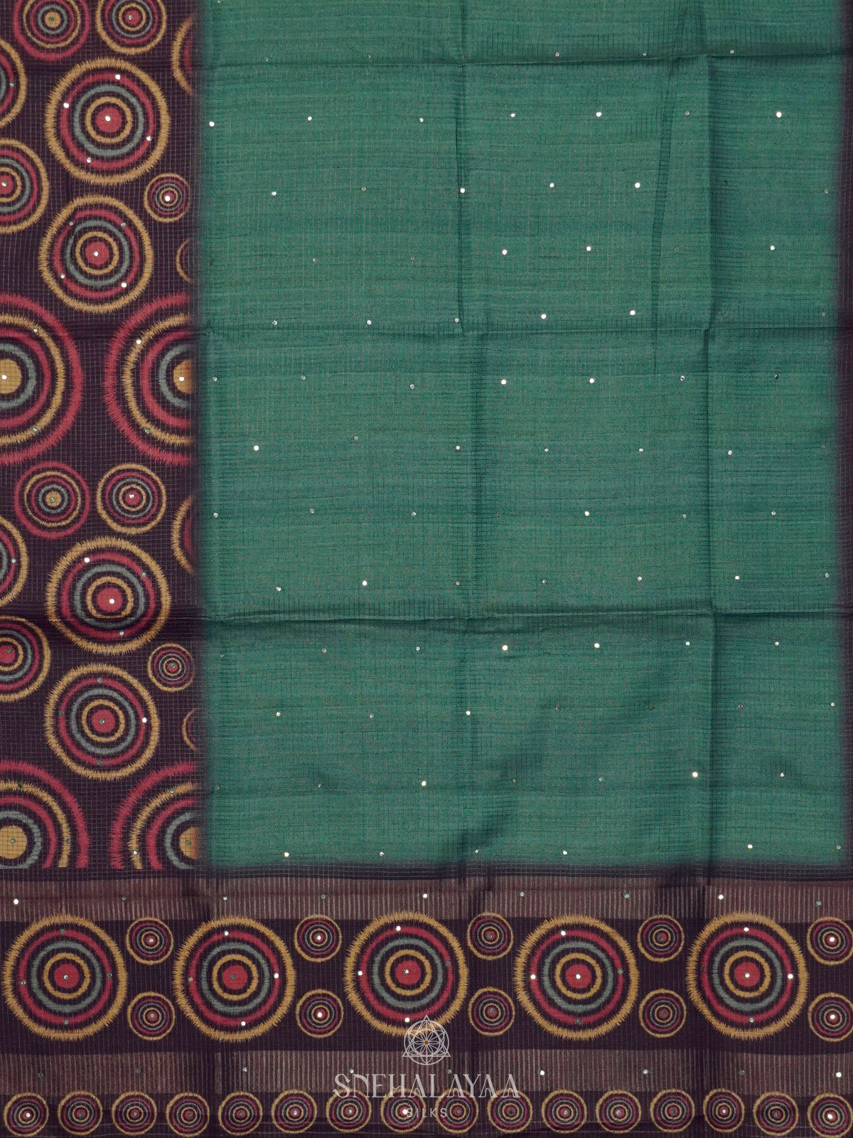 Teal Green Tussar Saree