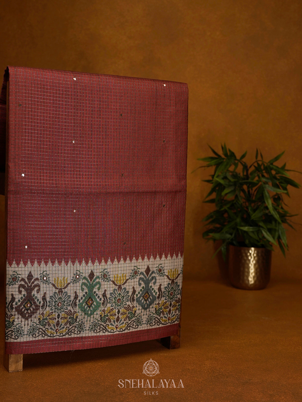 Maroon Tussar Saree