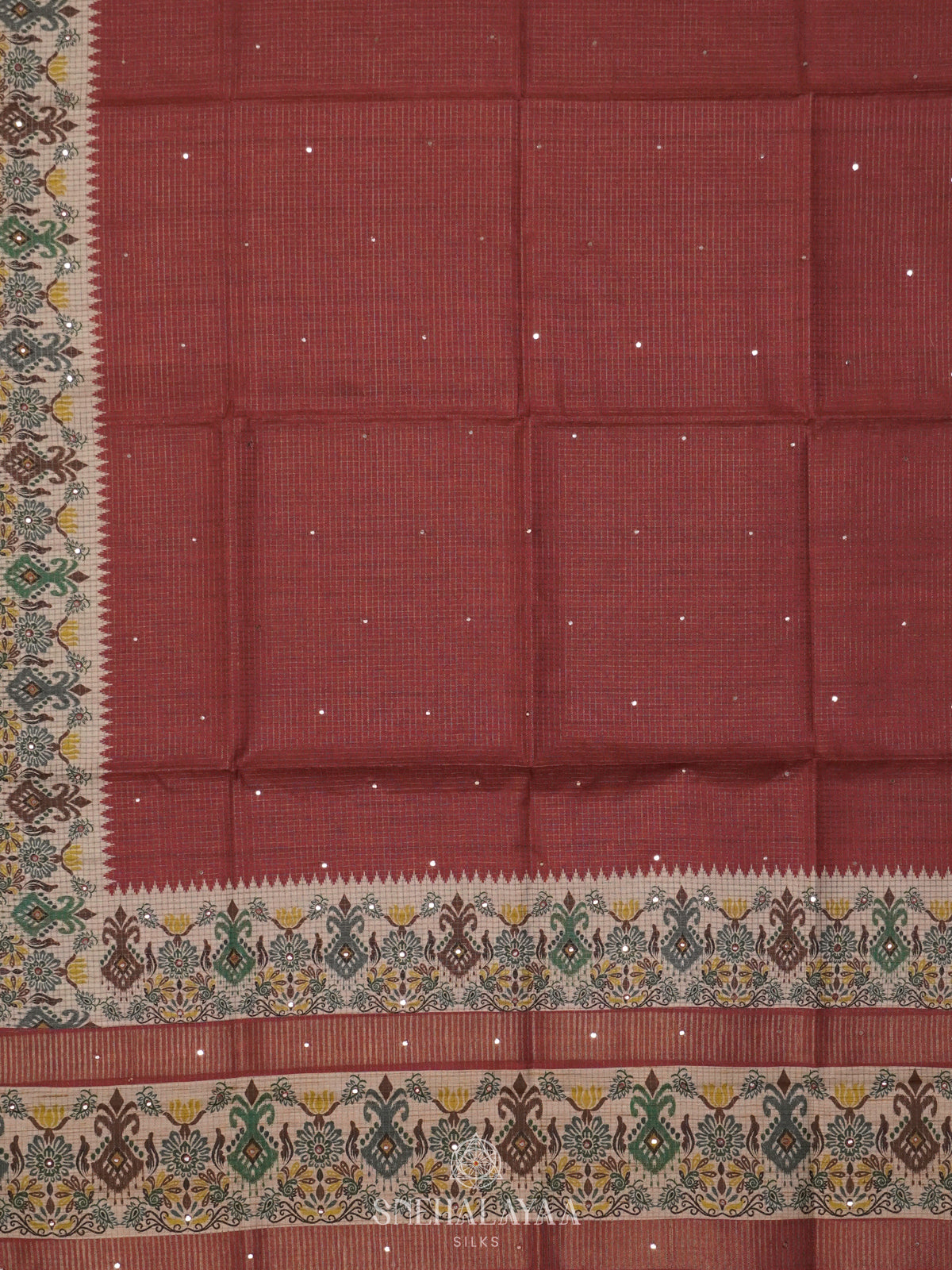 Maroon Tussar Saree