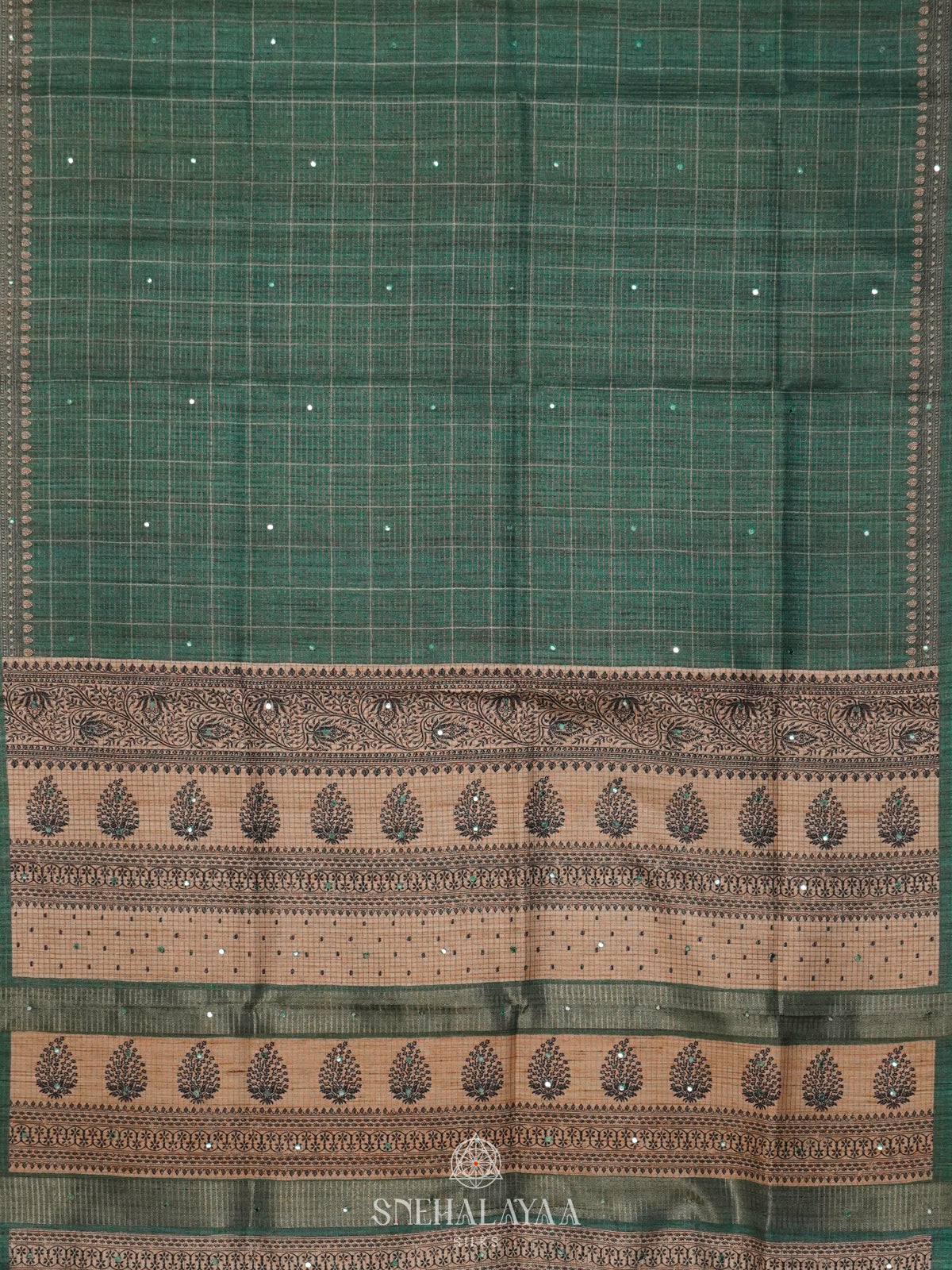 Teal Green Tussar Saree