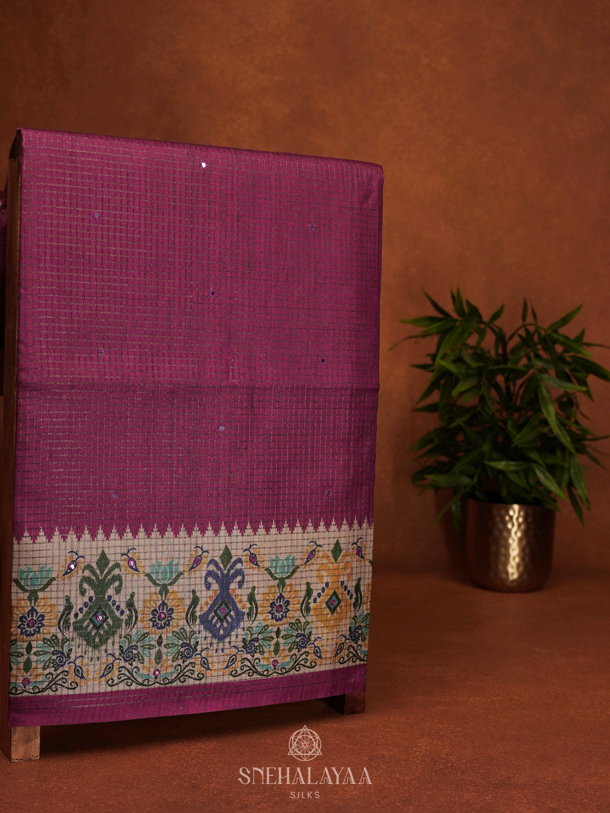 Magenta Pink Tussar Saree