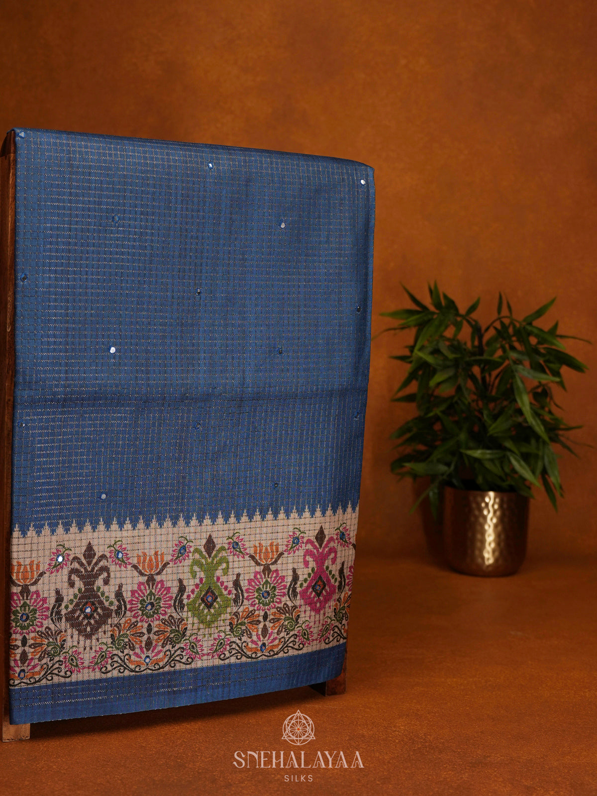 Blue Tussar Saree