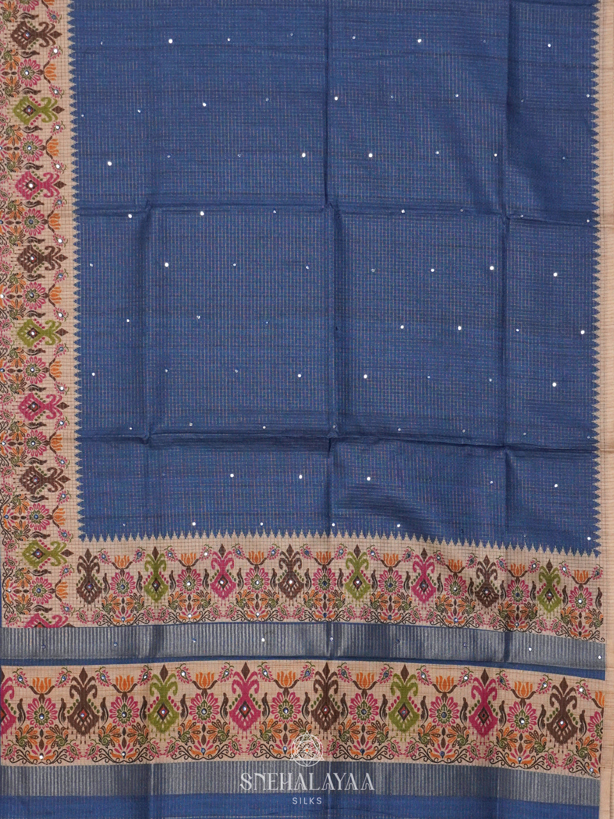 Blue Tussar Saree