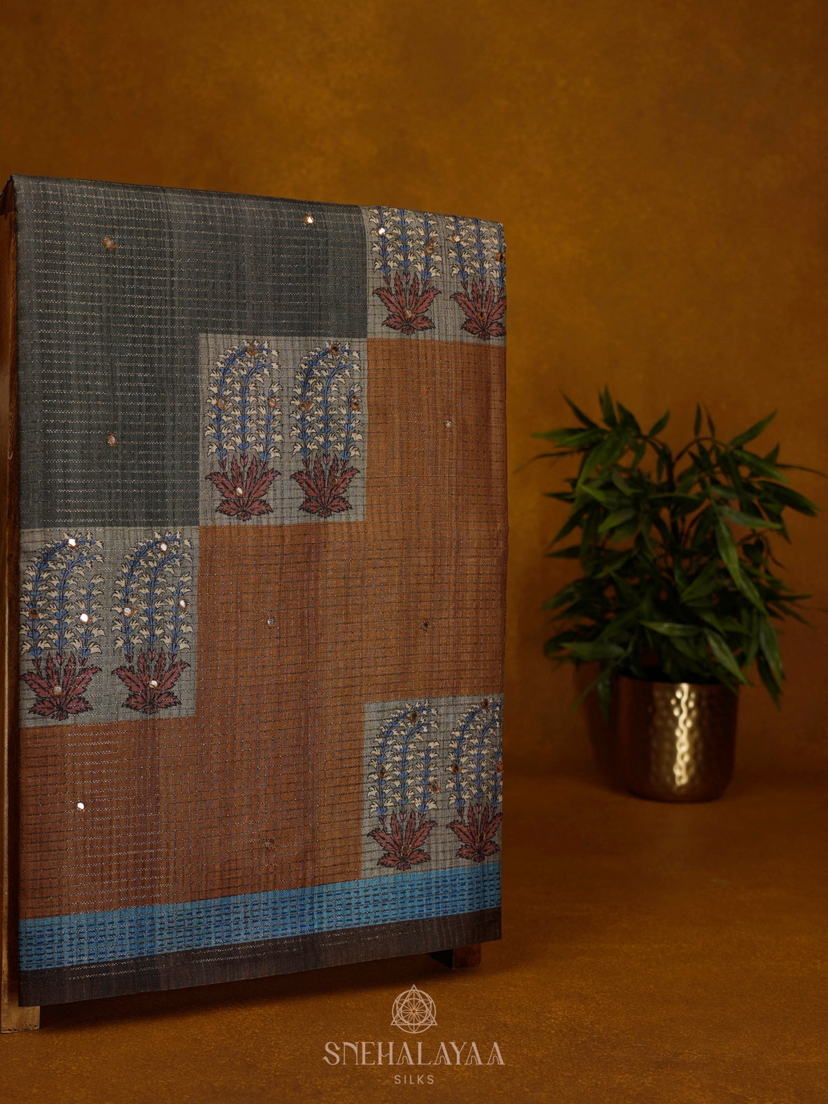 Mustard Tussar Saree